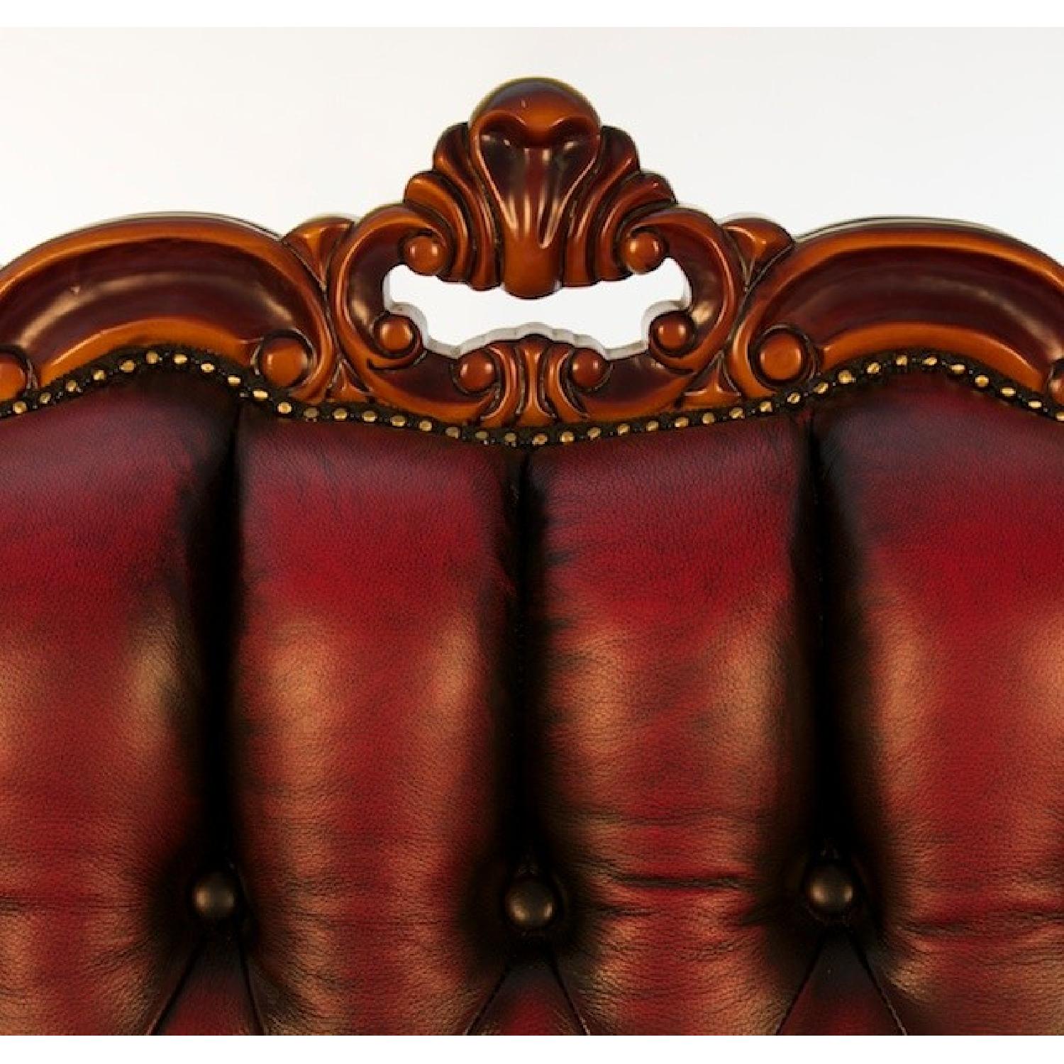 J. Horn Furniture Italian Leather Burgundy Loveseat + Chair - image-2