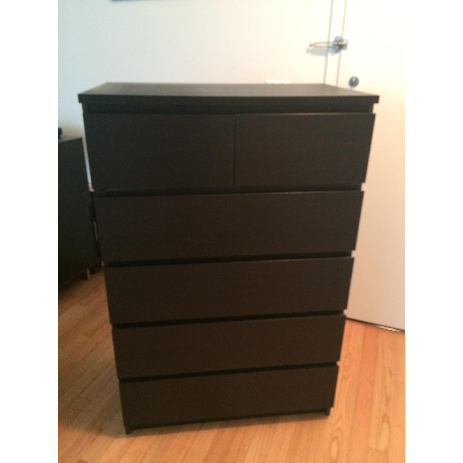Ikea Malm Black/Brown 6 Drawer Dresser AptDeco