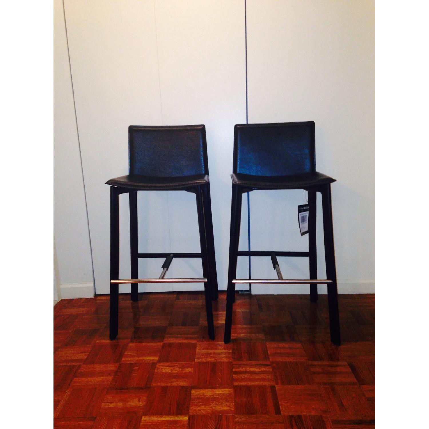 Safavieh Bonded Leather Stools - Pair - image-1