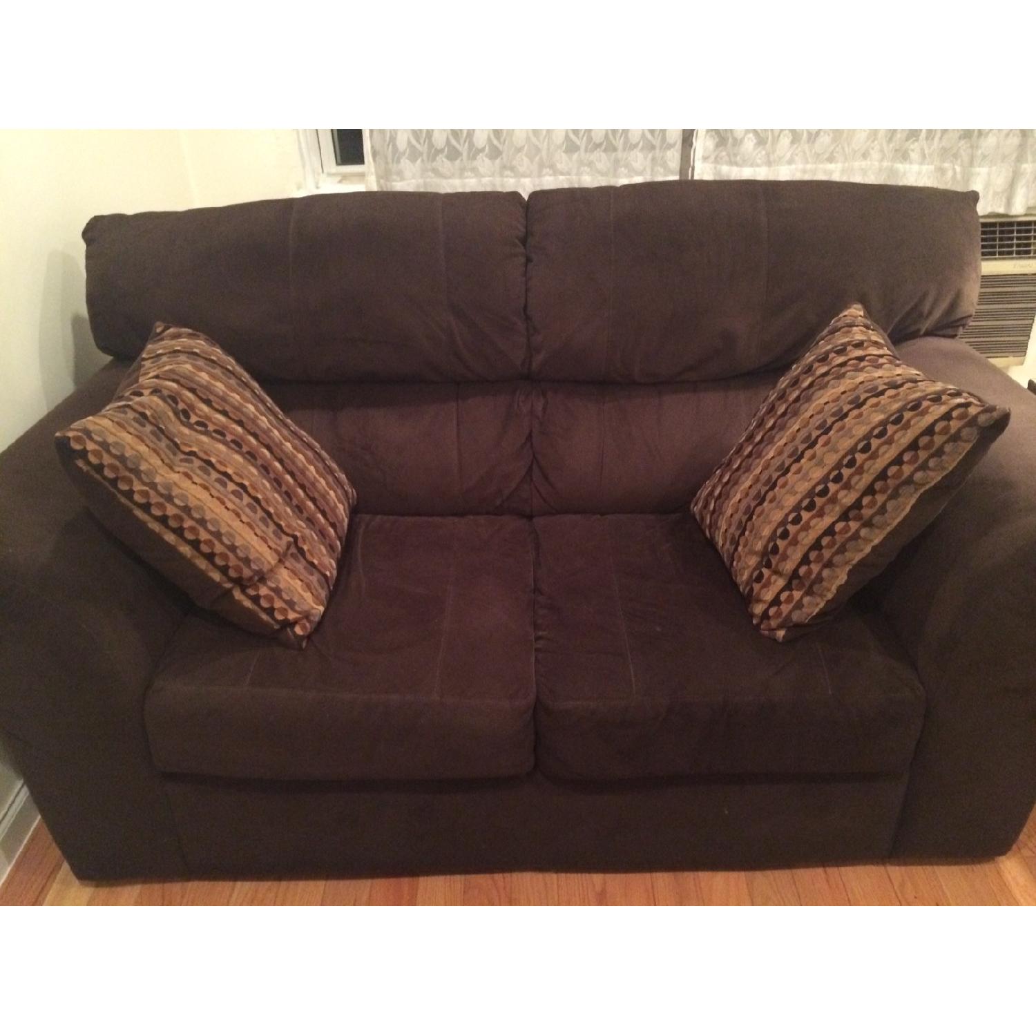 Bob's Furniture Dark Brown Sofa + Chair - image-1