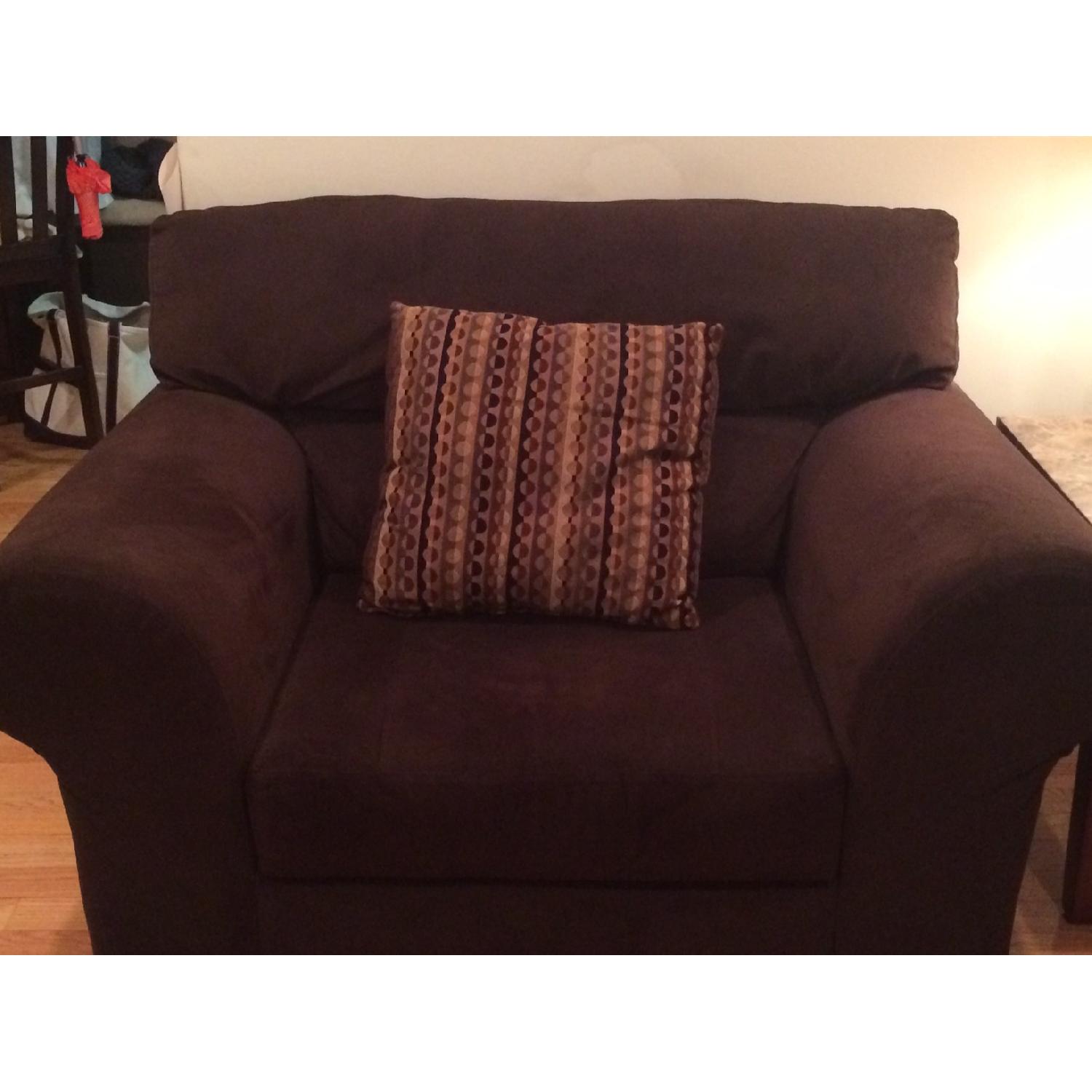 Bob's Furniture Dark Brown Sofa + Chair - image-2