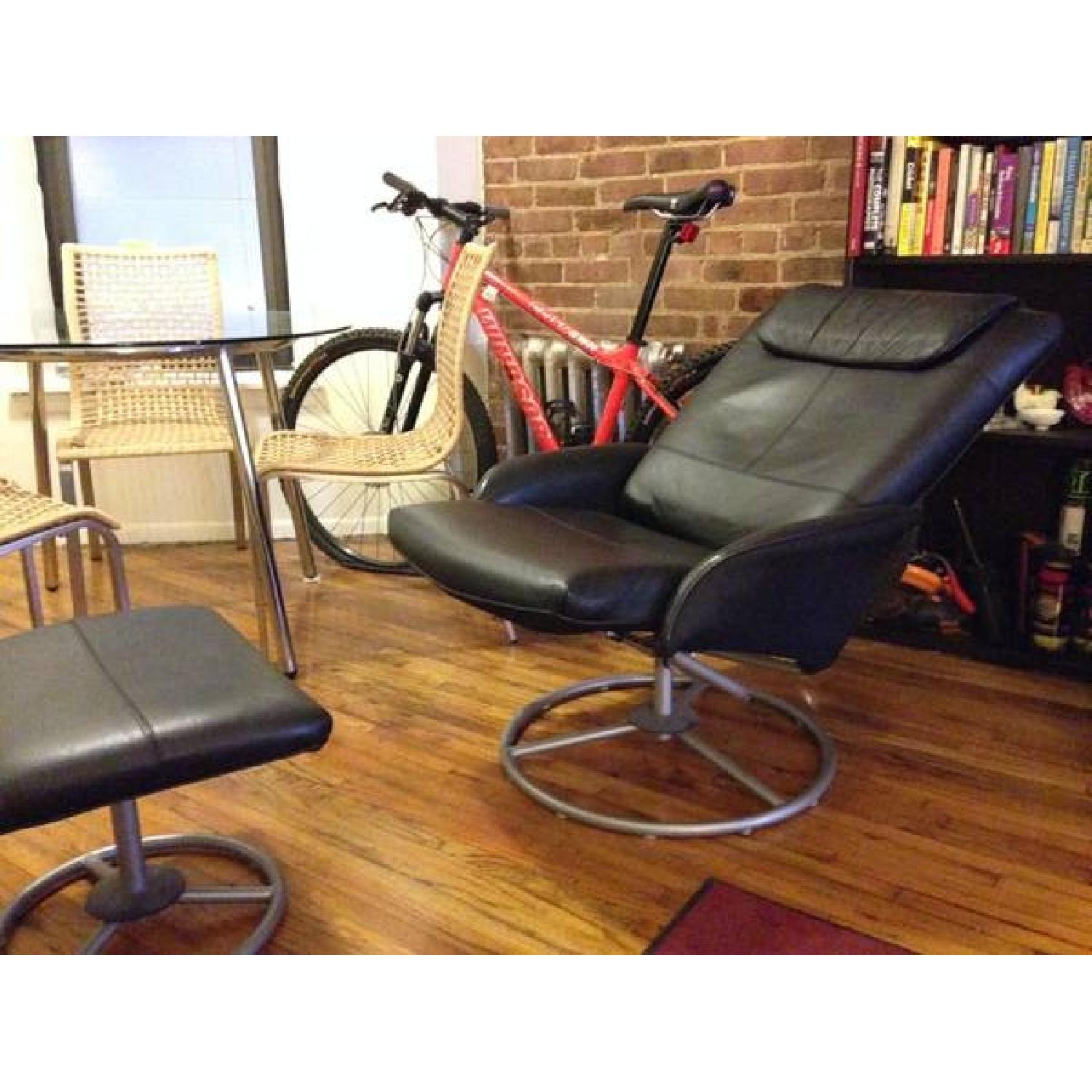 Leather Lounge Chair with Ottoman - image-2