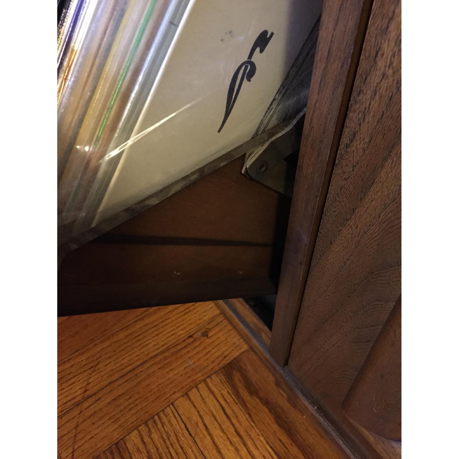 The Lane Co. Dark Brown Wood Record Cabinet Wall Unit w/ Built-In Wine Rack and Desk - image-3