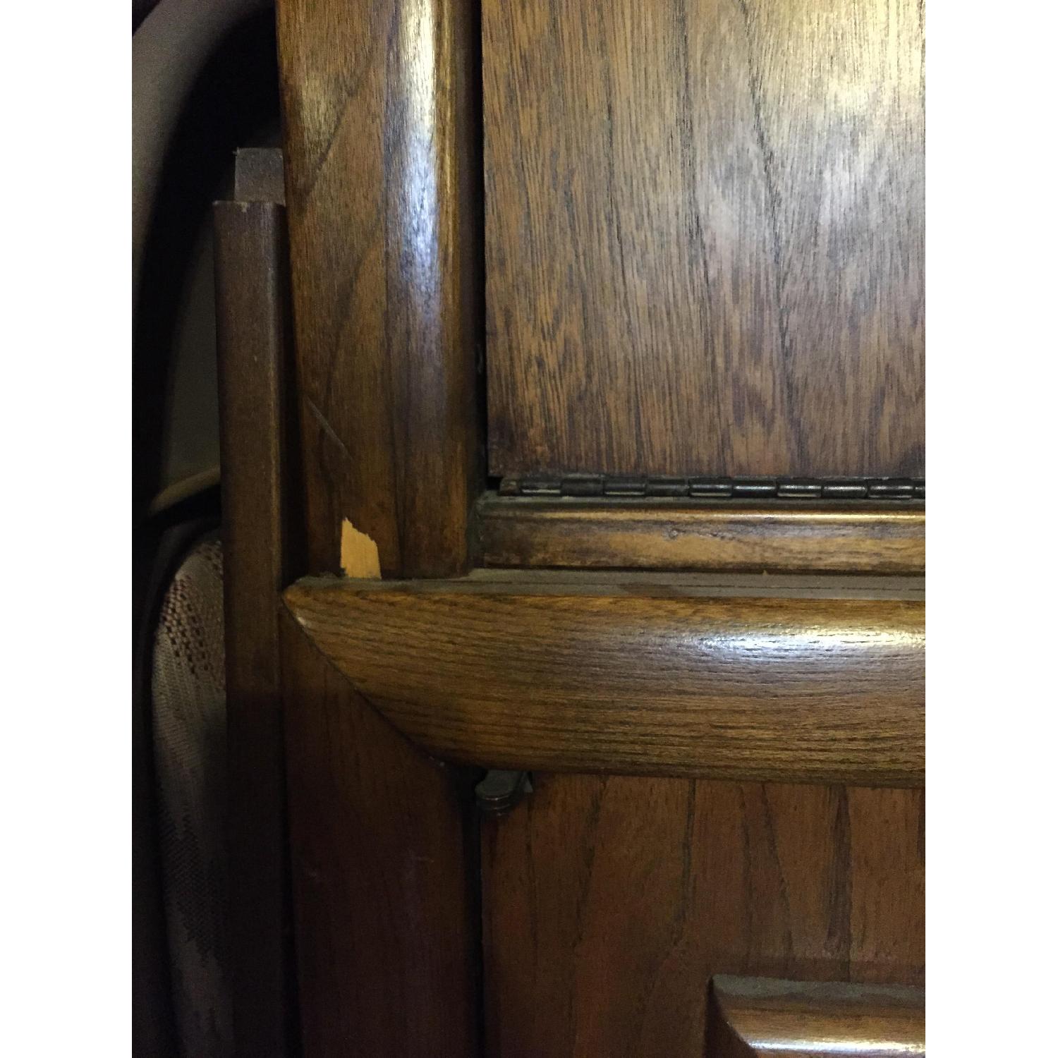 The Lane Co. Dark Brown Wood Record Cabinet Wall Unit w/ Built-In Wine Rack and Desk - image-4