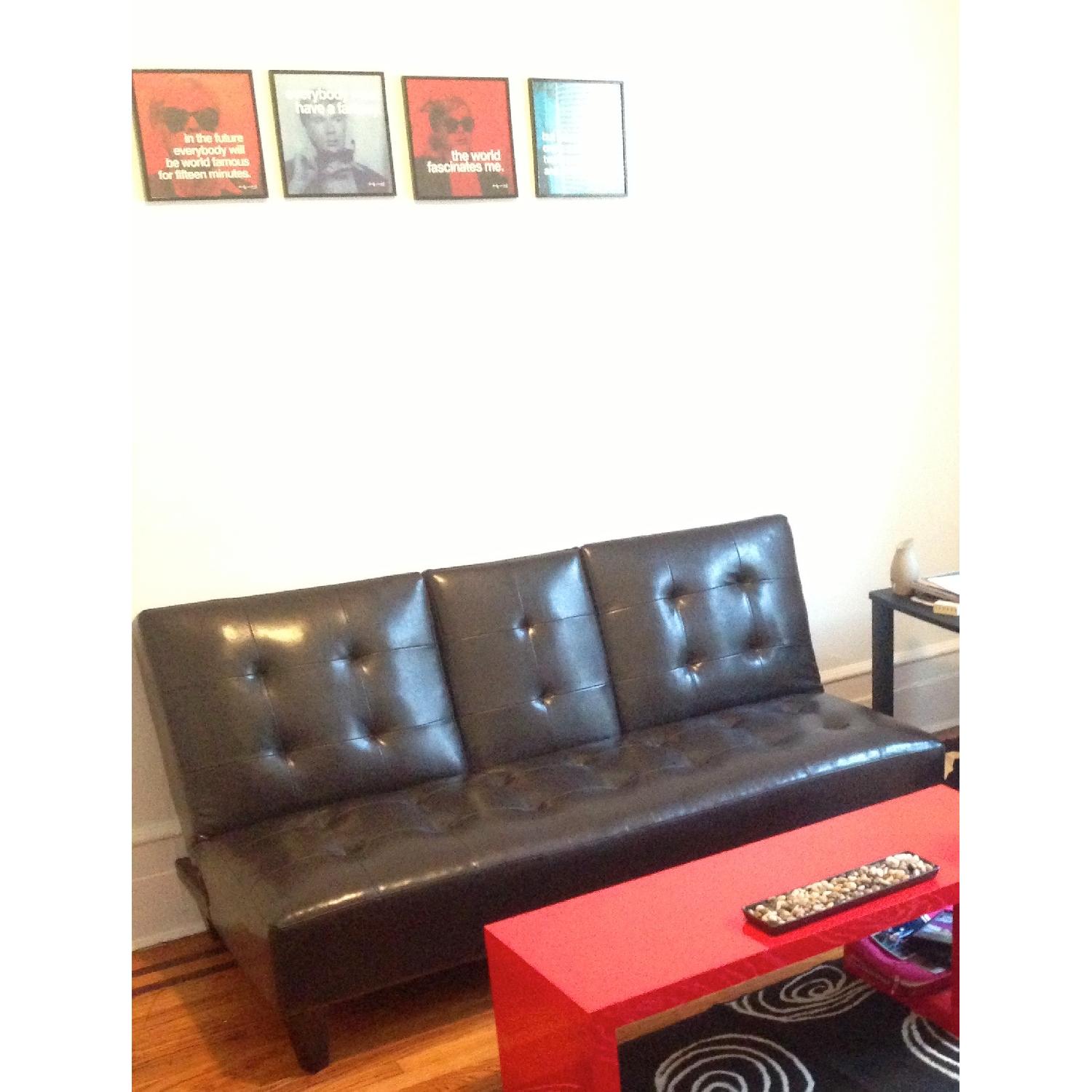 Black/Brown Leather Futon - image-1