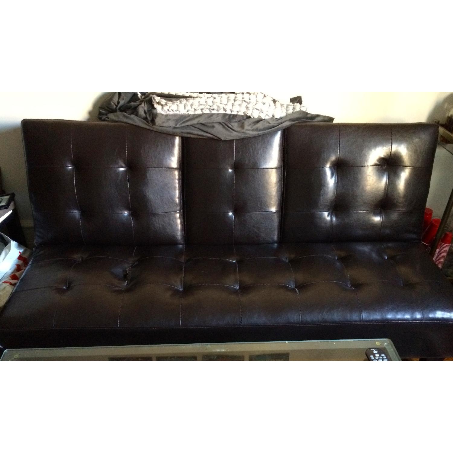 Black/Brown Leather Futon - image-2