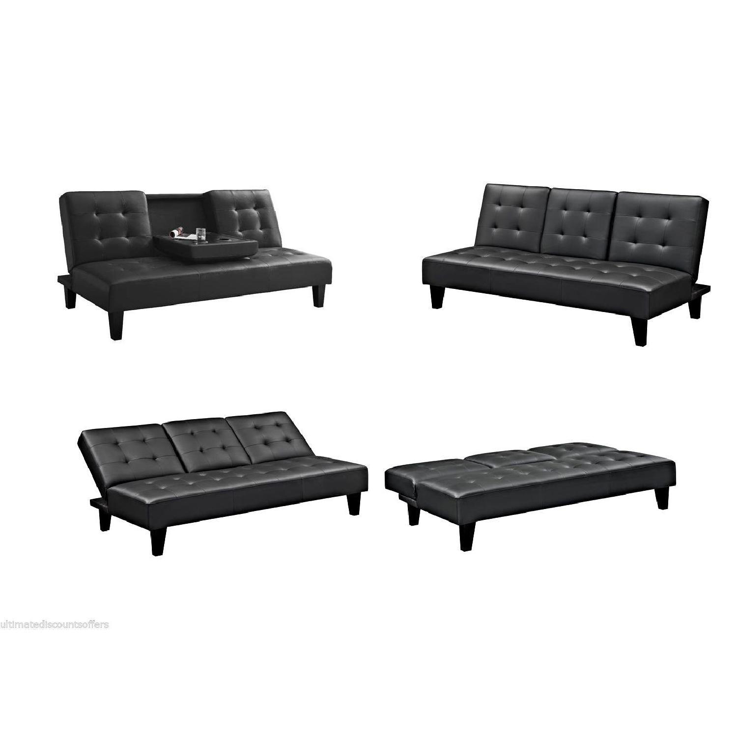 Black/Brown Leather Futon - image-5