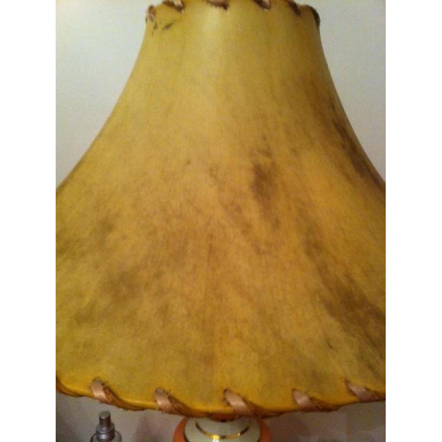 Vintage Hand Painted Table Lamp with Pigskin Shade - image-4
