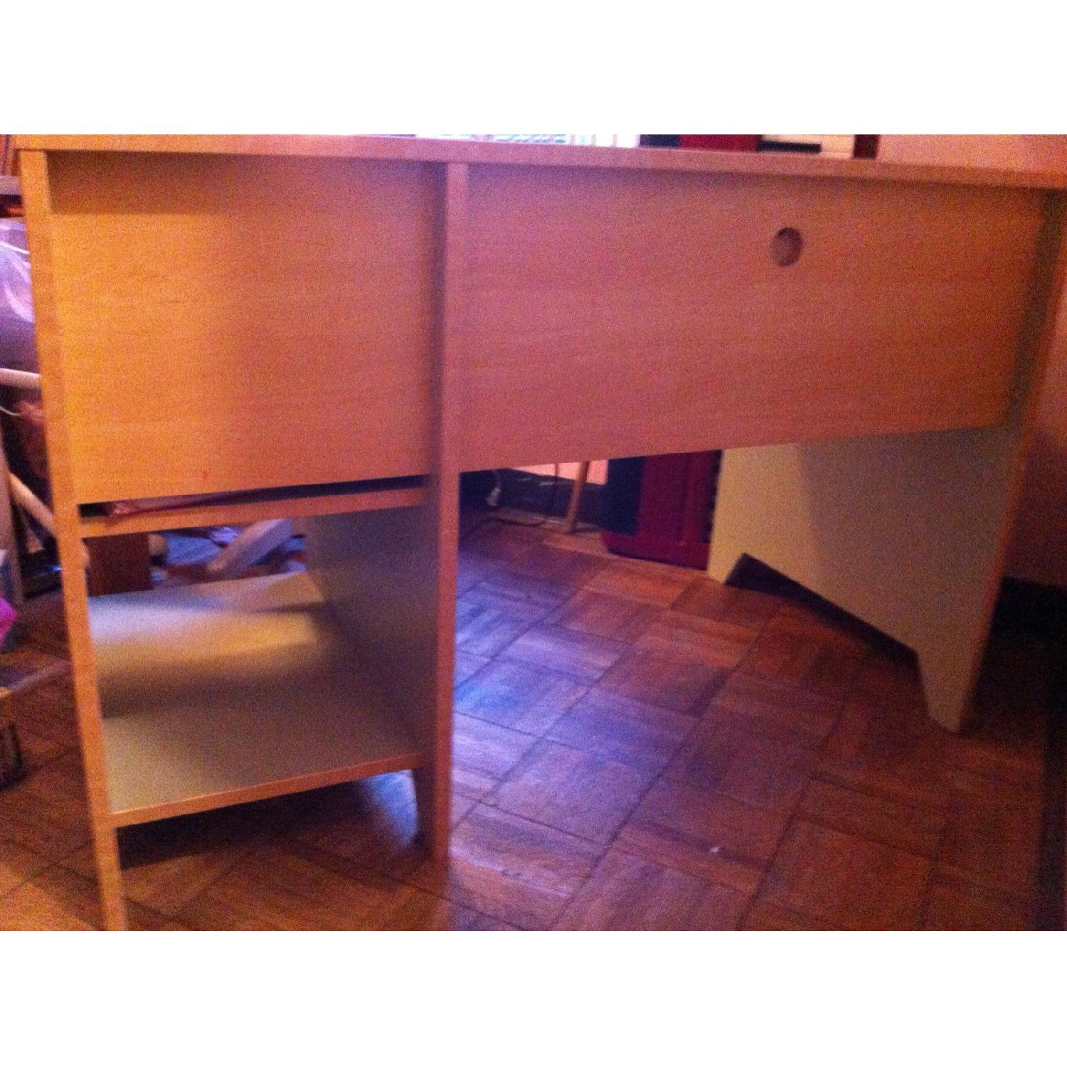 Ikea Light Green Computer Desk w/ Birch Trim - image-3