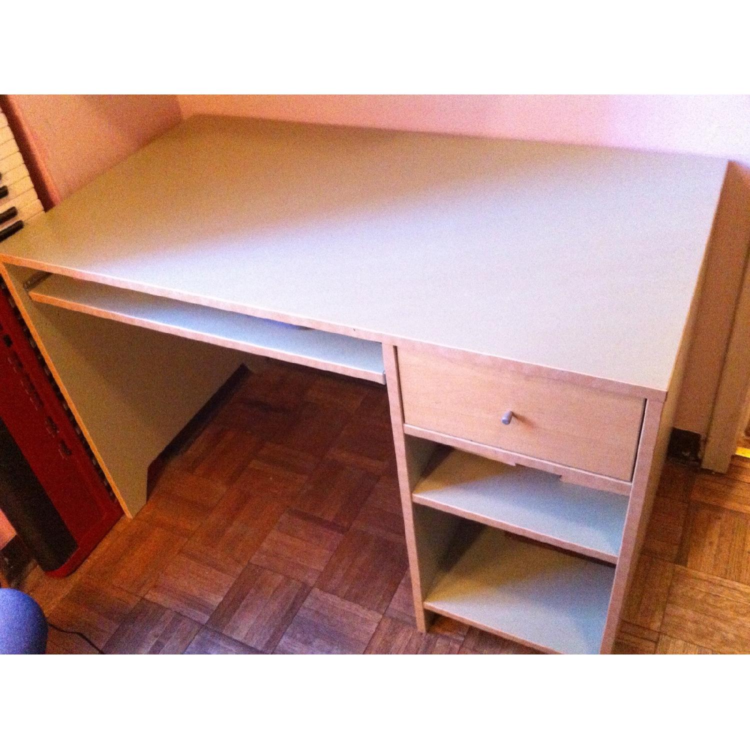 Ikea Light Green Computer Desk w/ Birch Trim - image-4