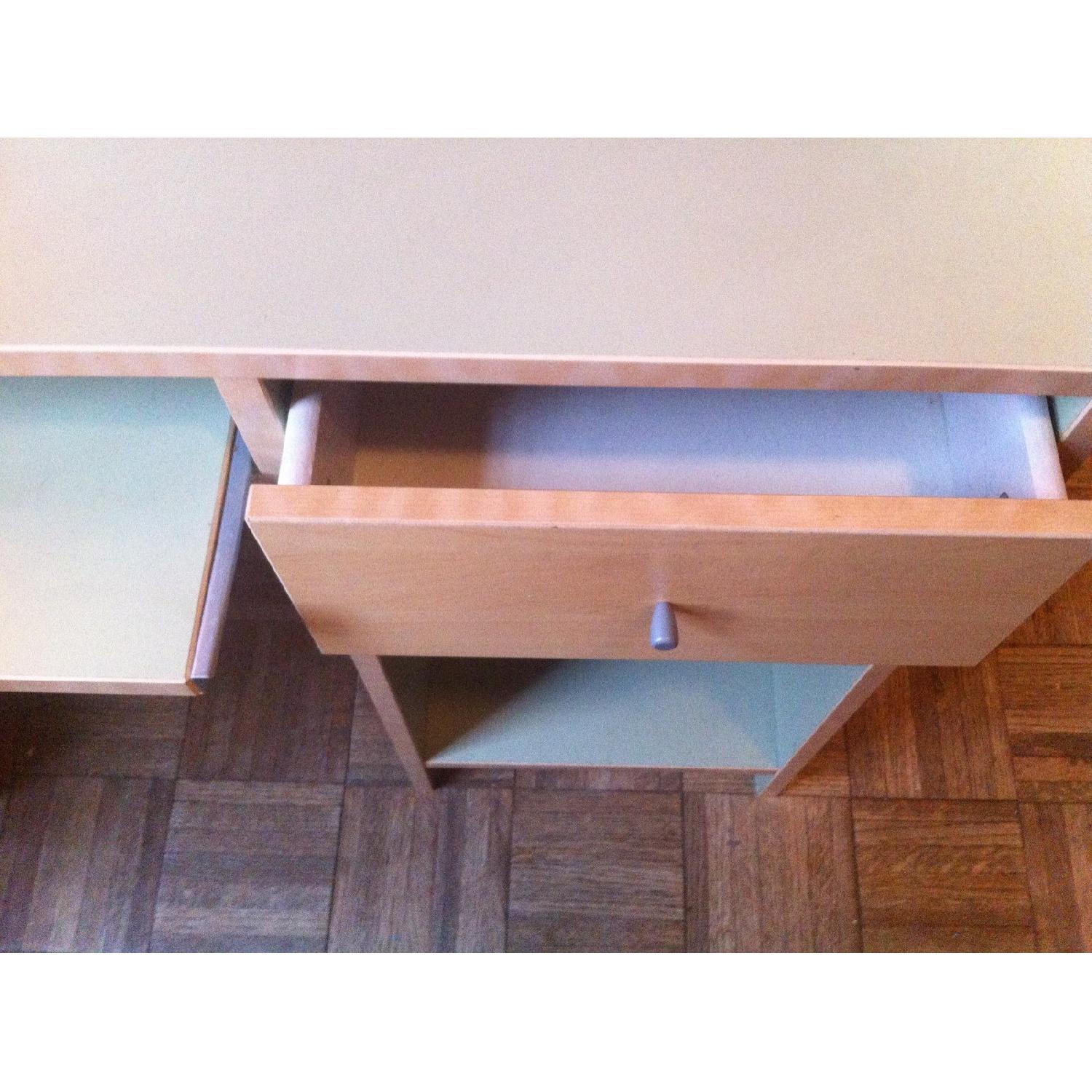 Ikea Light Green Computer Desk w/ Birch Trim - image-5