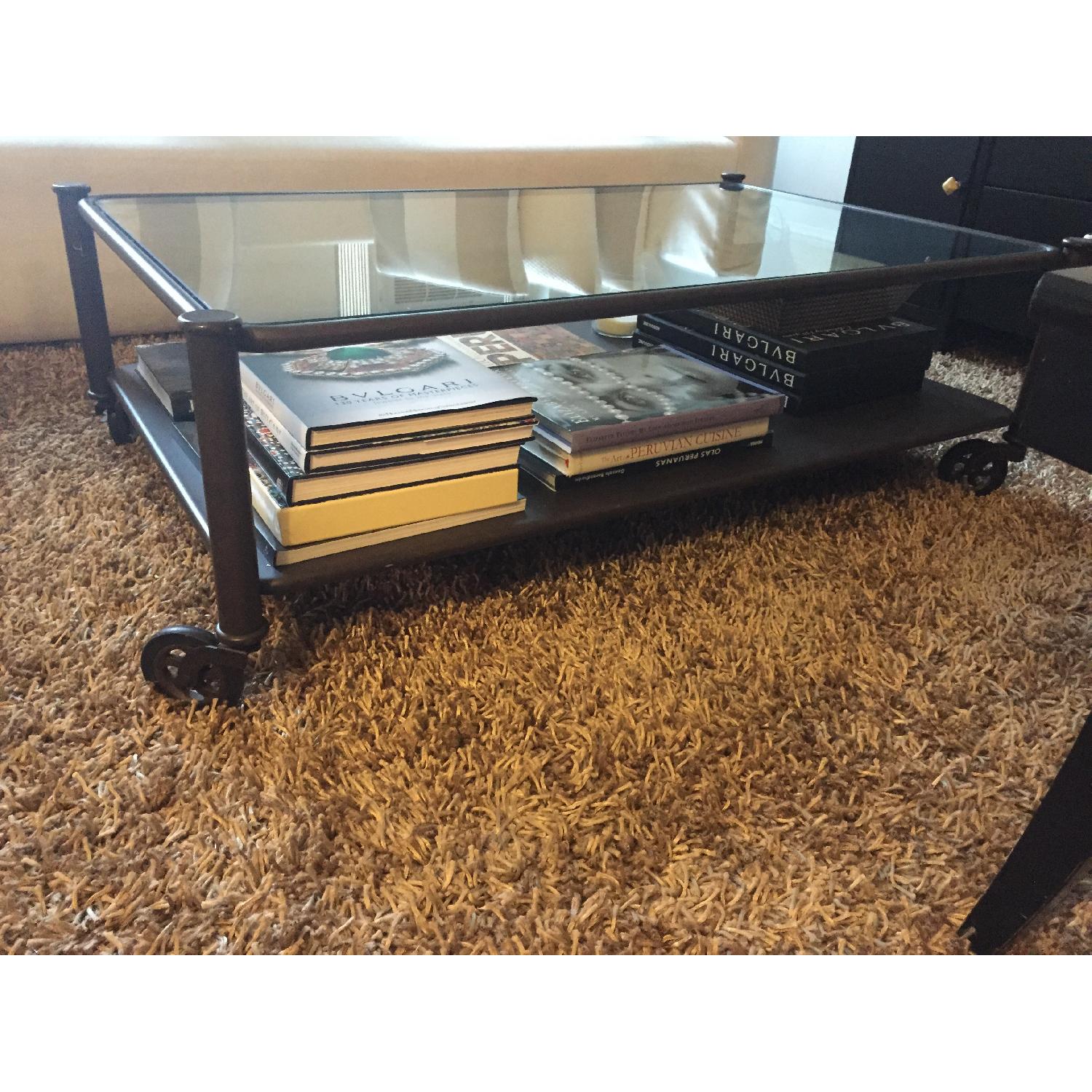 Pottery Barn Bronze and Glass Cofee Table - image-6