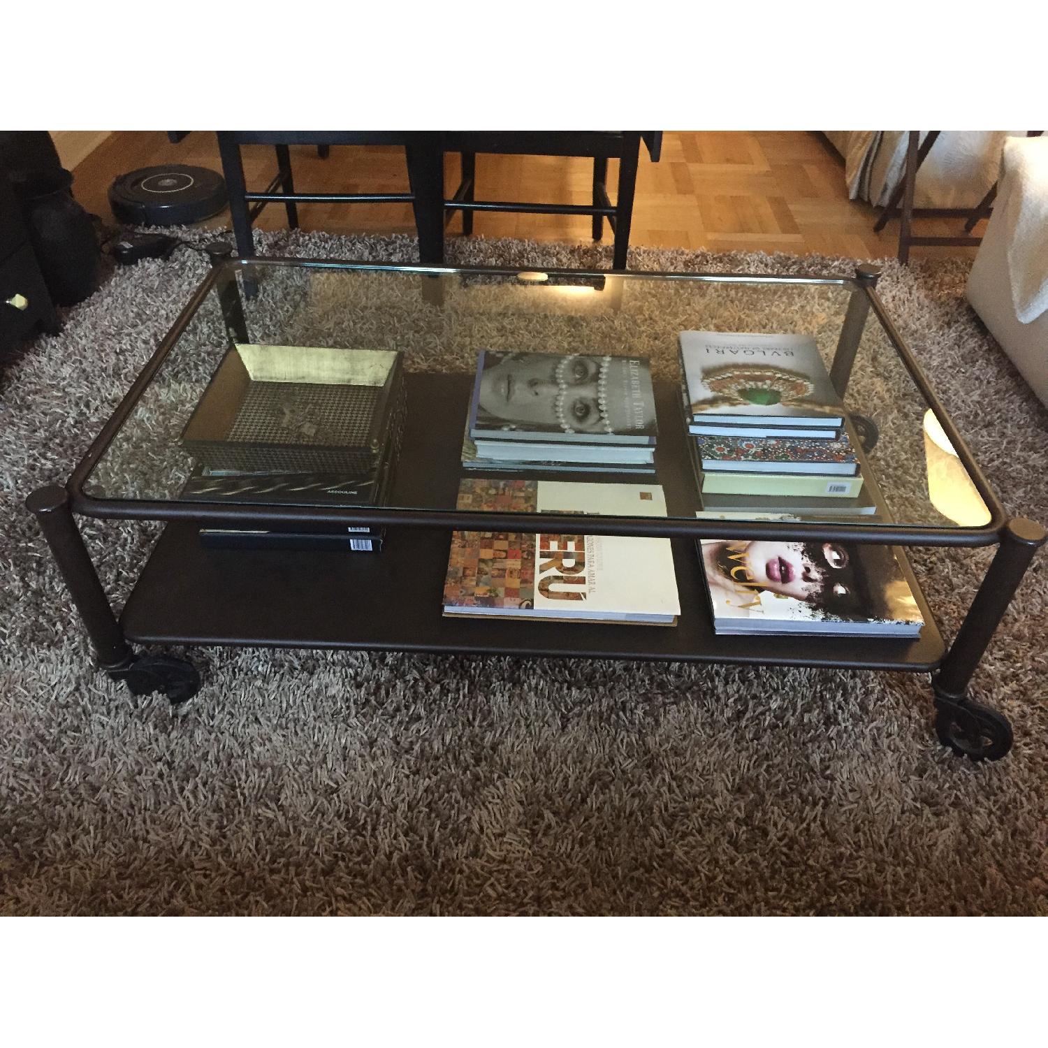 Pottery Barn Bronze and Glass Cofee Table - image-7