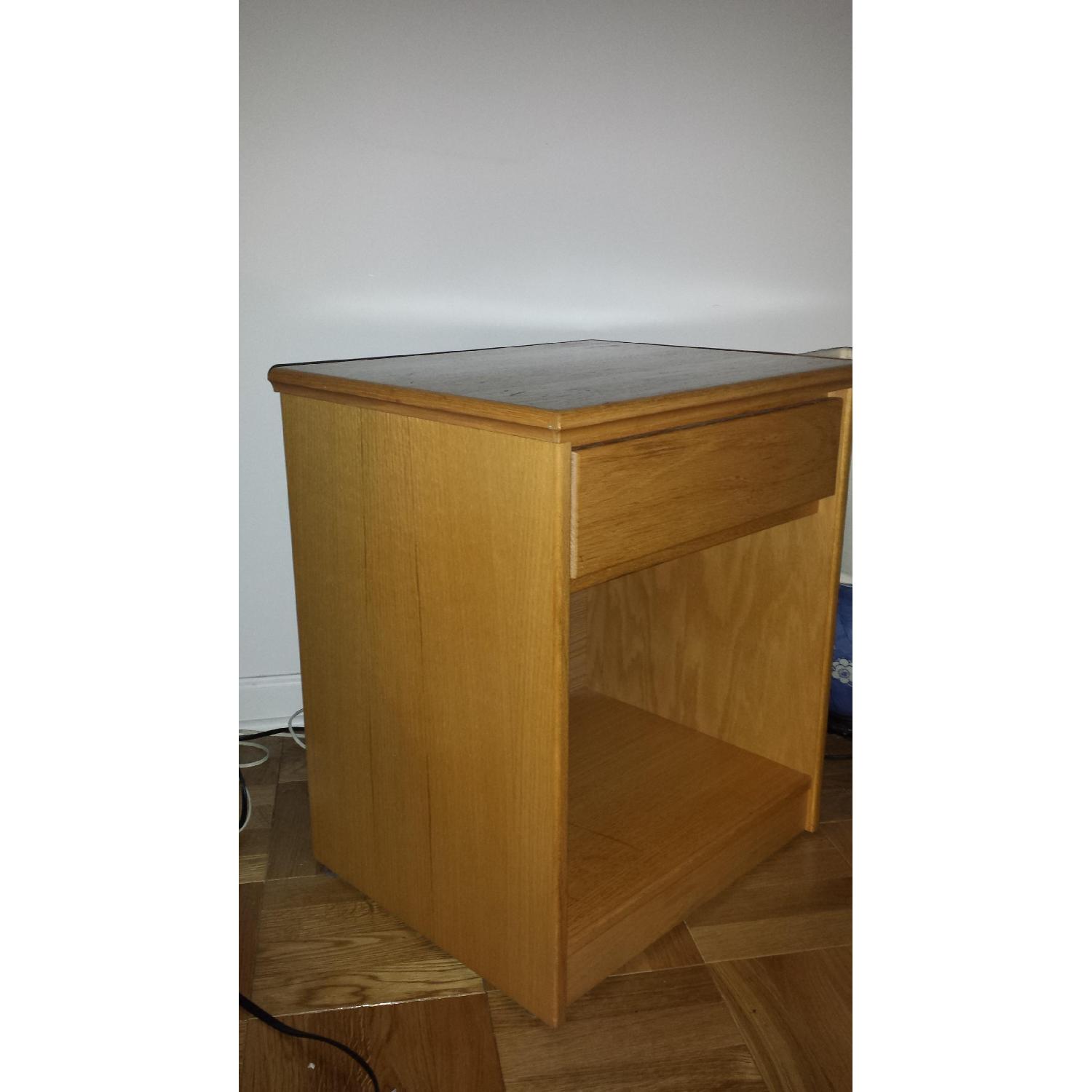 Vintage Solid Pine End Table with Drawer - image-3