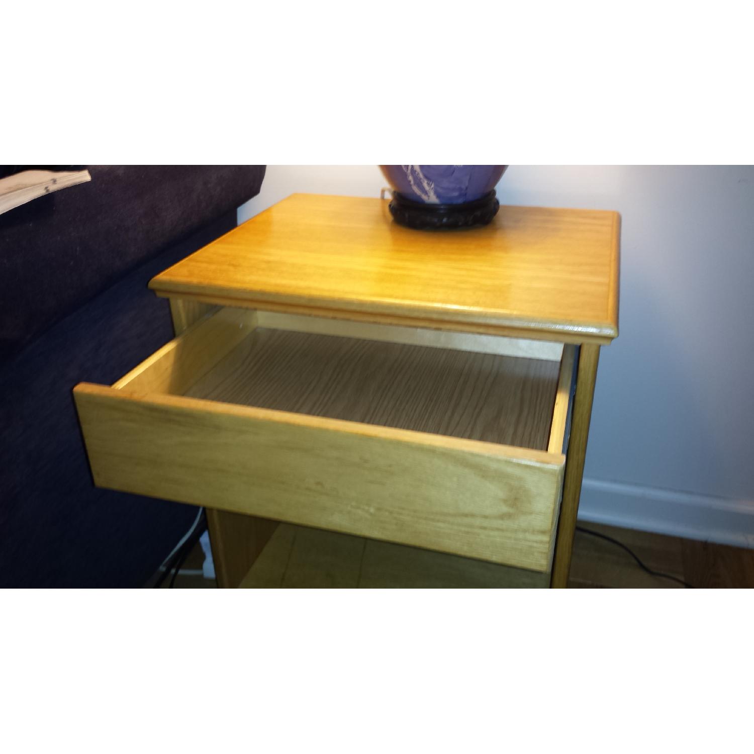 Vintage Solid Pine End Table with Drawer - image-5