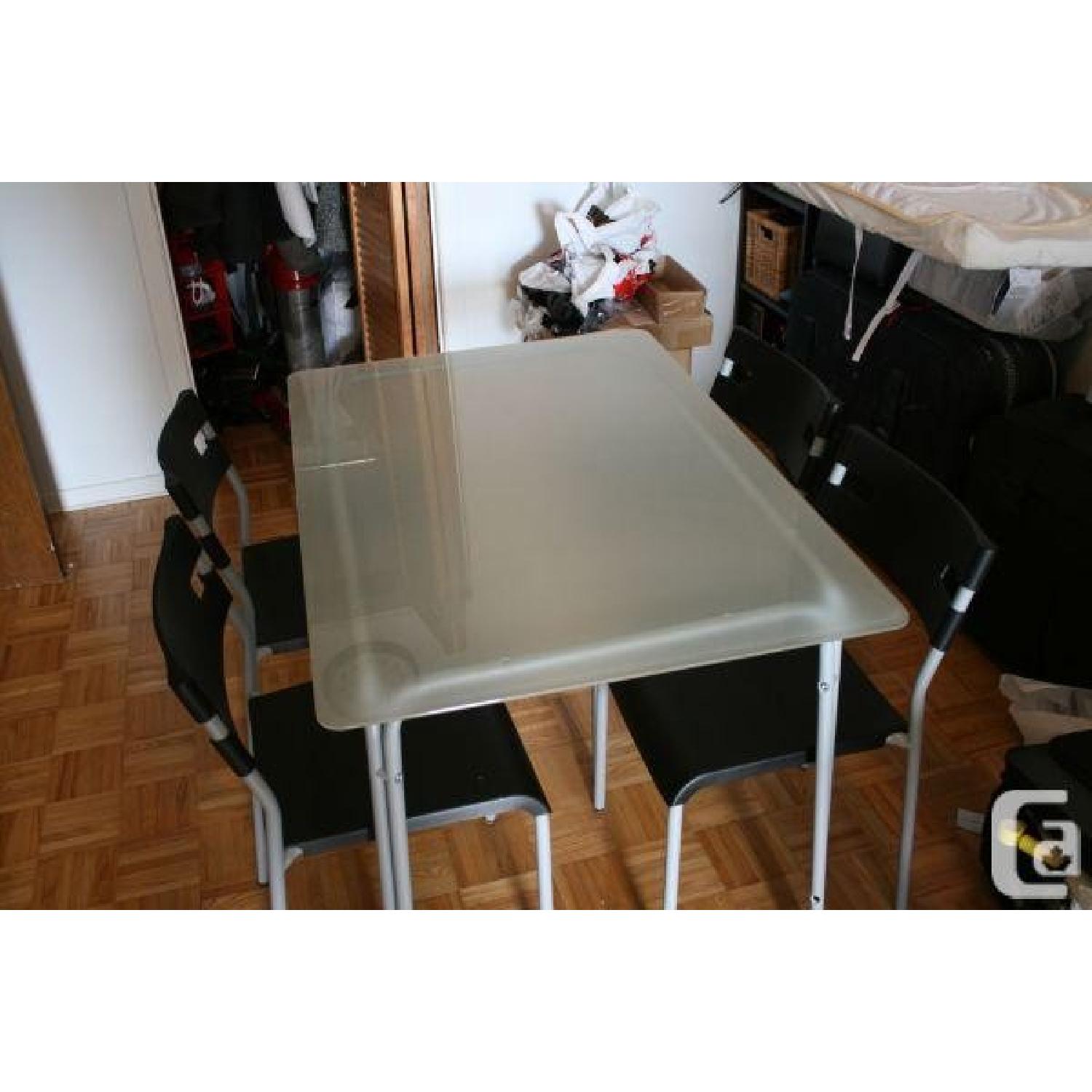 Ikea Smoked Glass Table w/ 3 Chairs - image-1