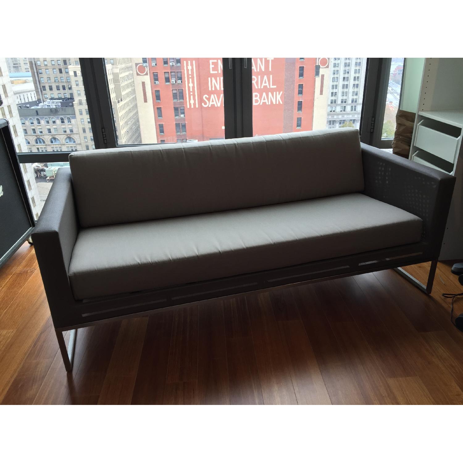 Crate & Barrel Dune Sofa with Sunbrella Taupe Cushion - image-5