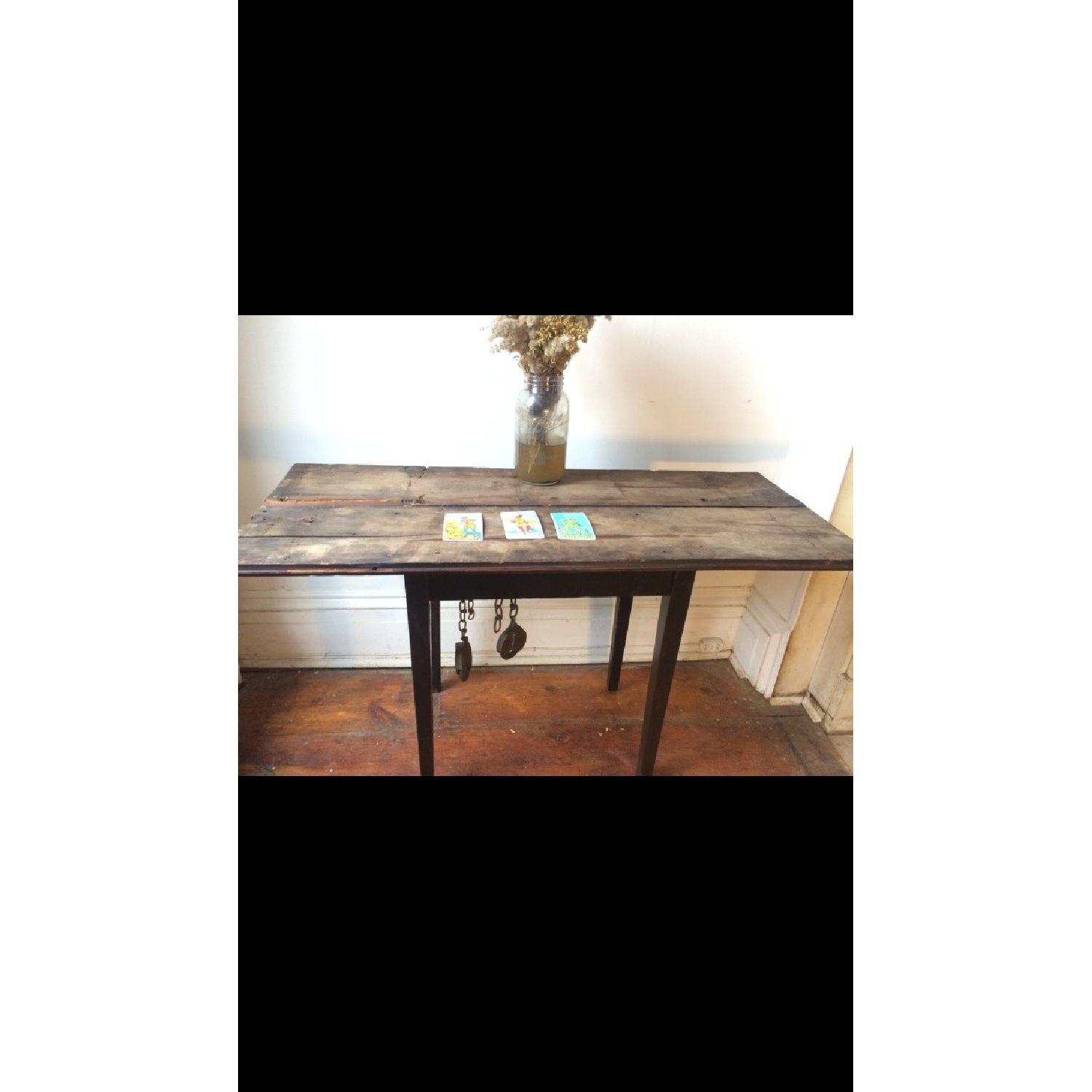 Breukelen Tafel 1870's Distressed Floorboard Side Table - image-1
