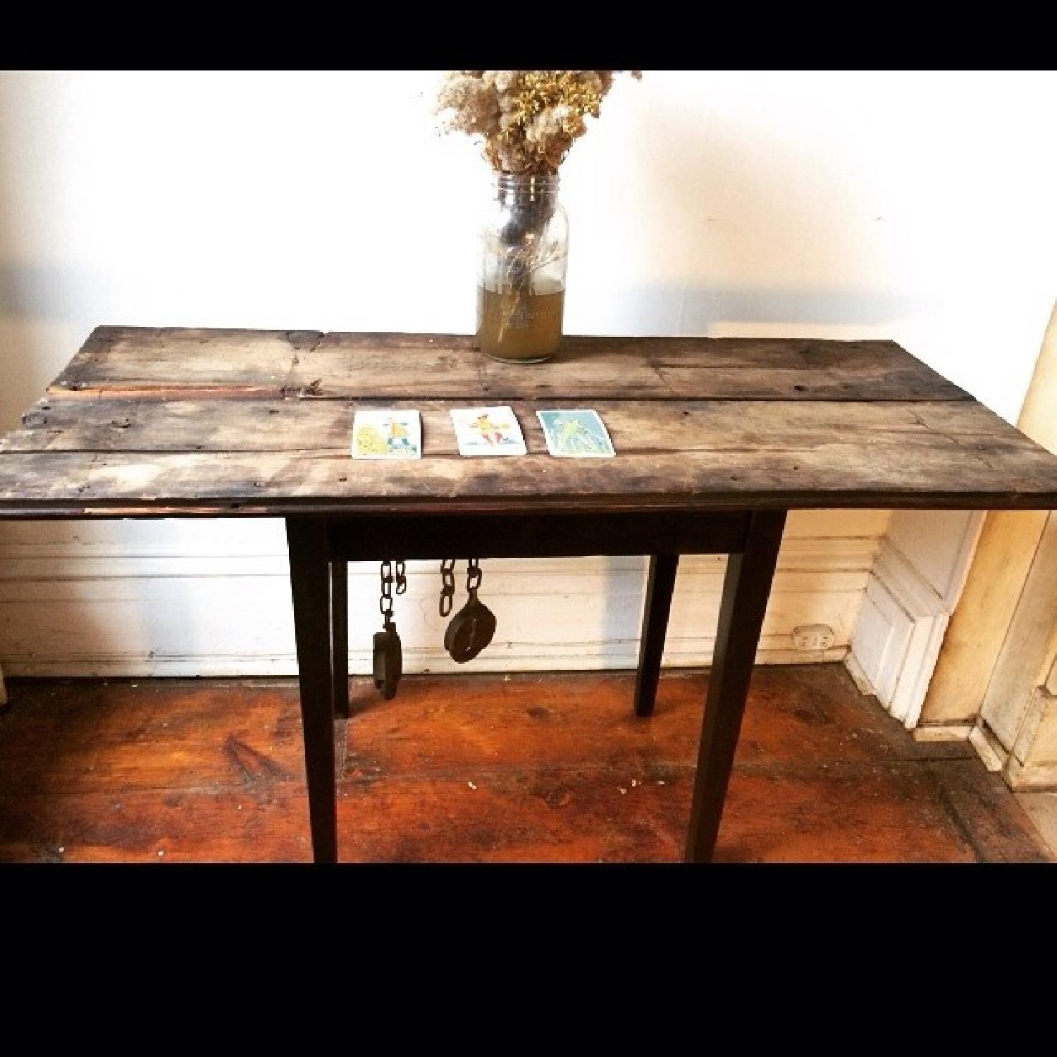Breukelen Tafel 1870's Distressed Floorboard Side Table - image-4