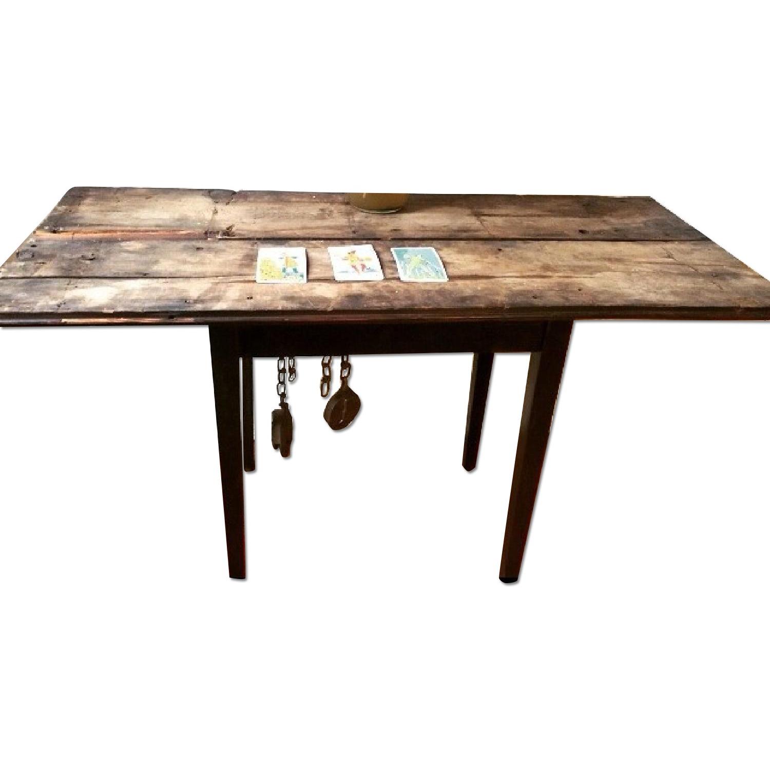 Breukelen Tafel 1870's Distressed Floorboard Side Table - image-0