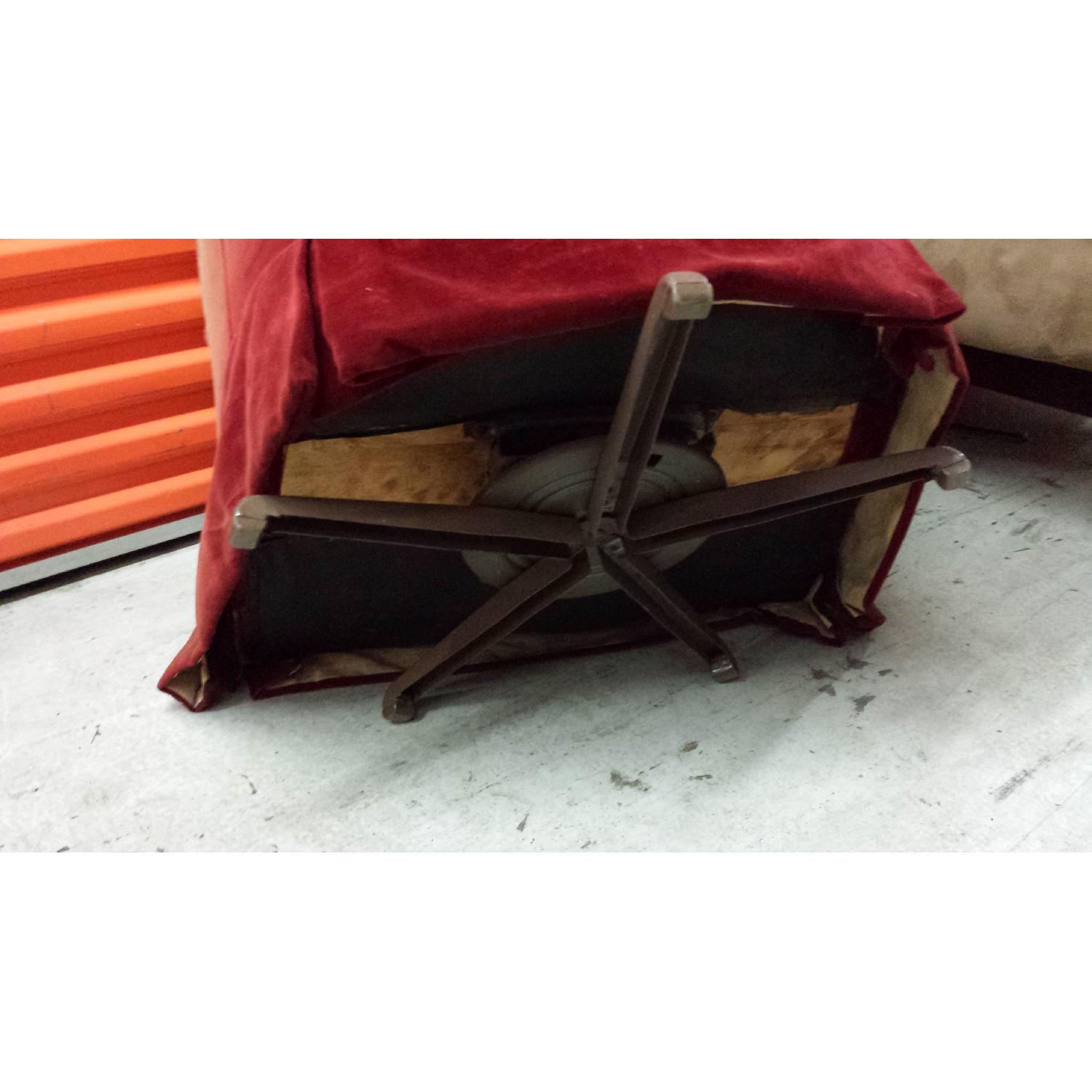 Dark Red Microsuede Swivel Chair - image-1
