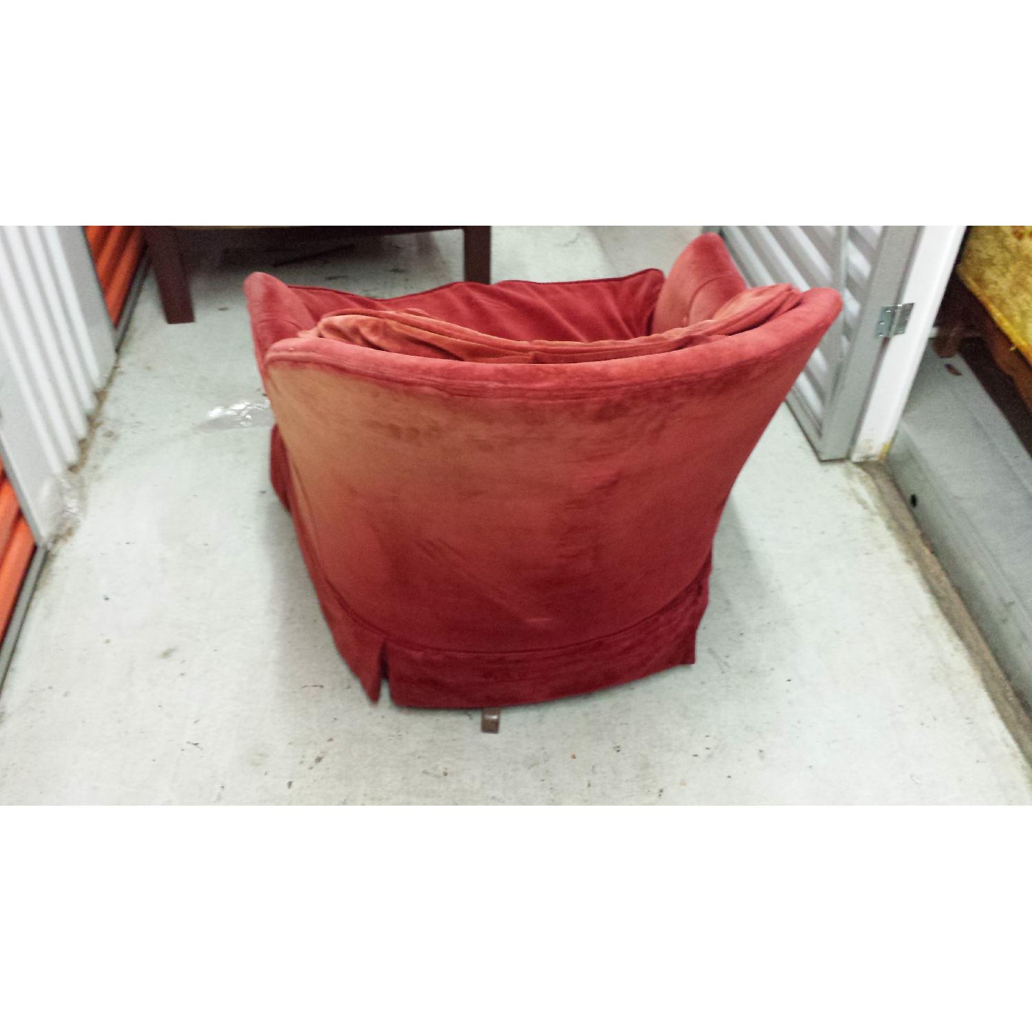 Dark Red Microsuede Swivel Chair - image-2