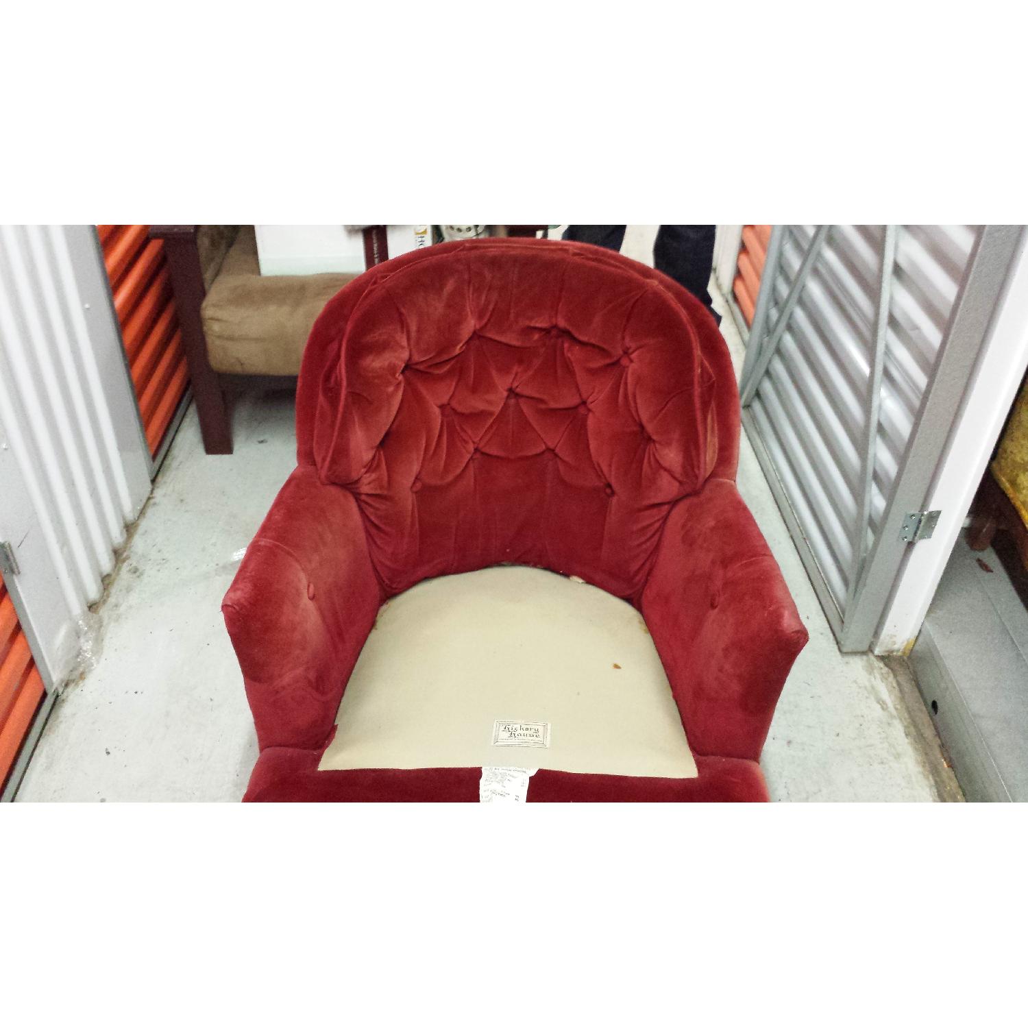 Dark Red Microsuede Swivel Chair - image-3