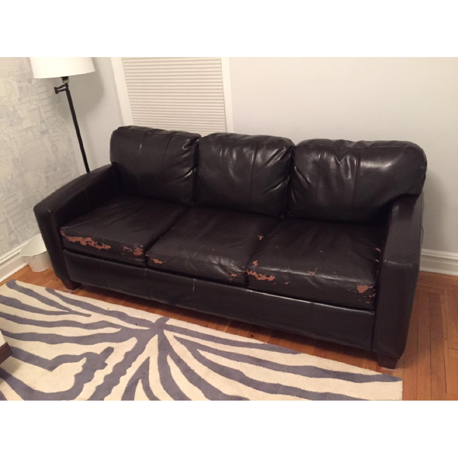 Jennifer Convertibles Brown Leather Air-Sleeper - image-1