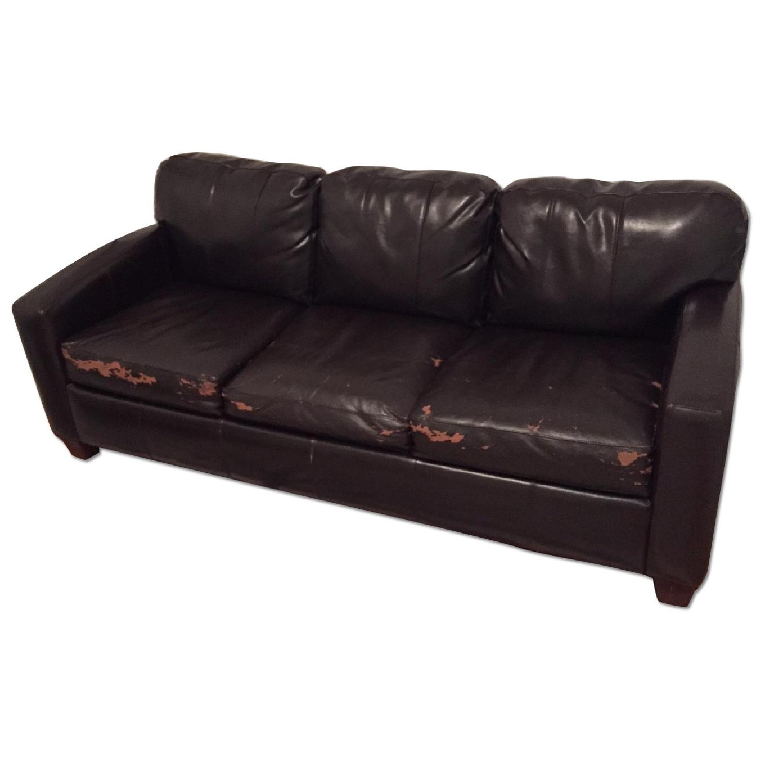 Jennifer Convertibles Brown Leather Air-Sleeper - image-0