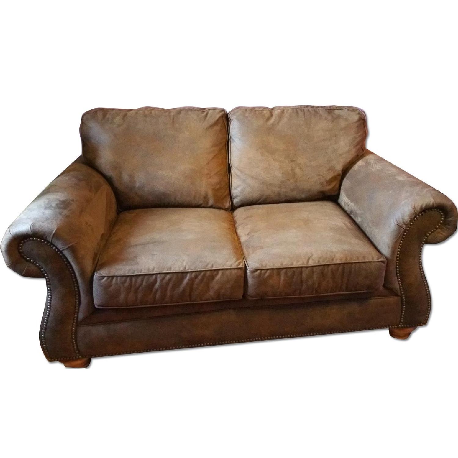 Canyon Ridge Microfiber Queen Sleeper Sofa + Loveseat + Ottoman - image-8