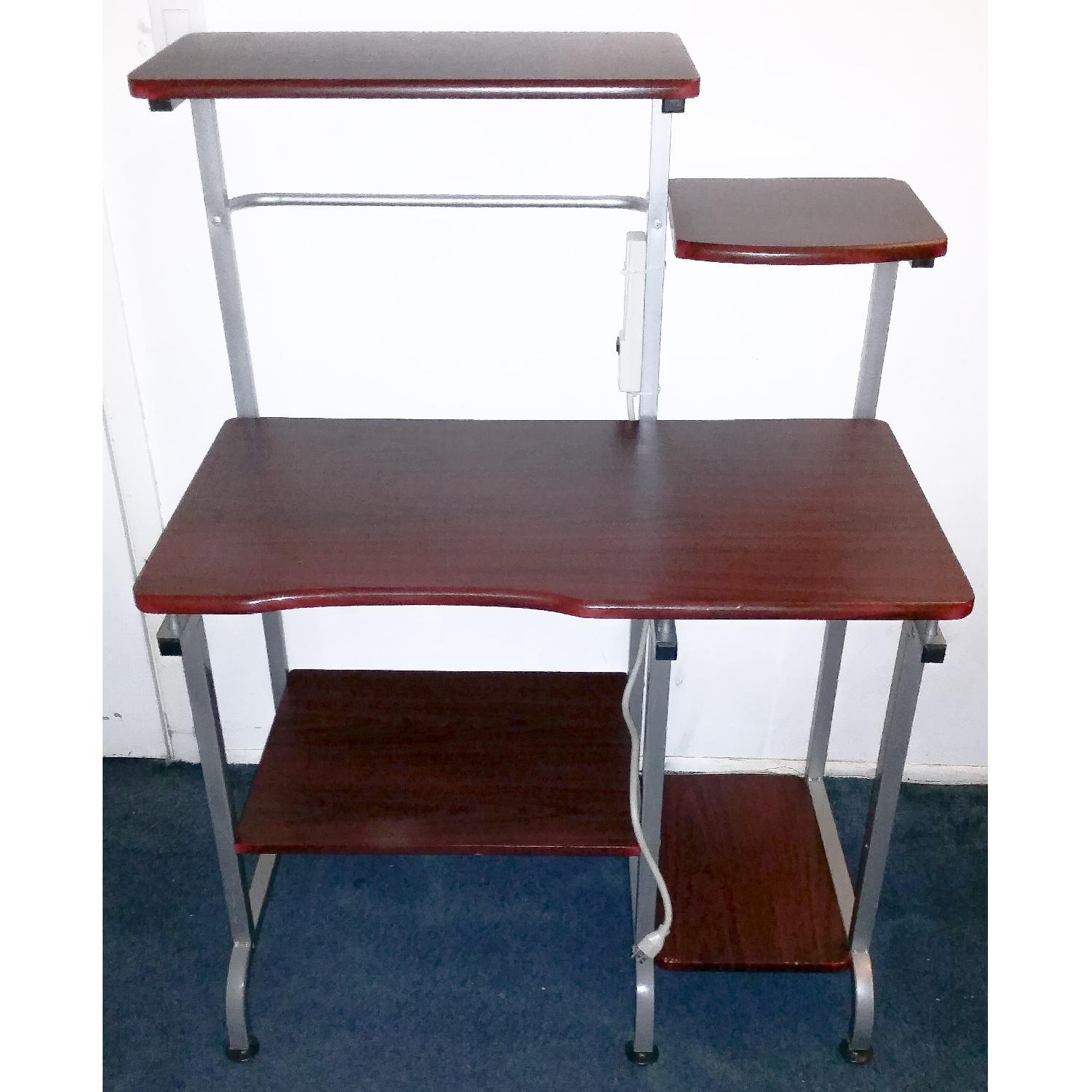 Steel Red Wooden Computer Desk - image-1
