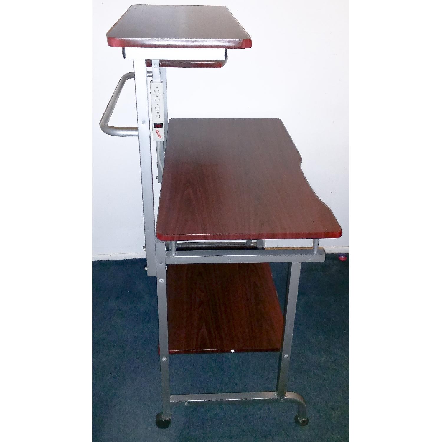 Steel Red Wooden Computer Desk - image-4