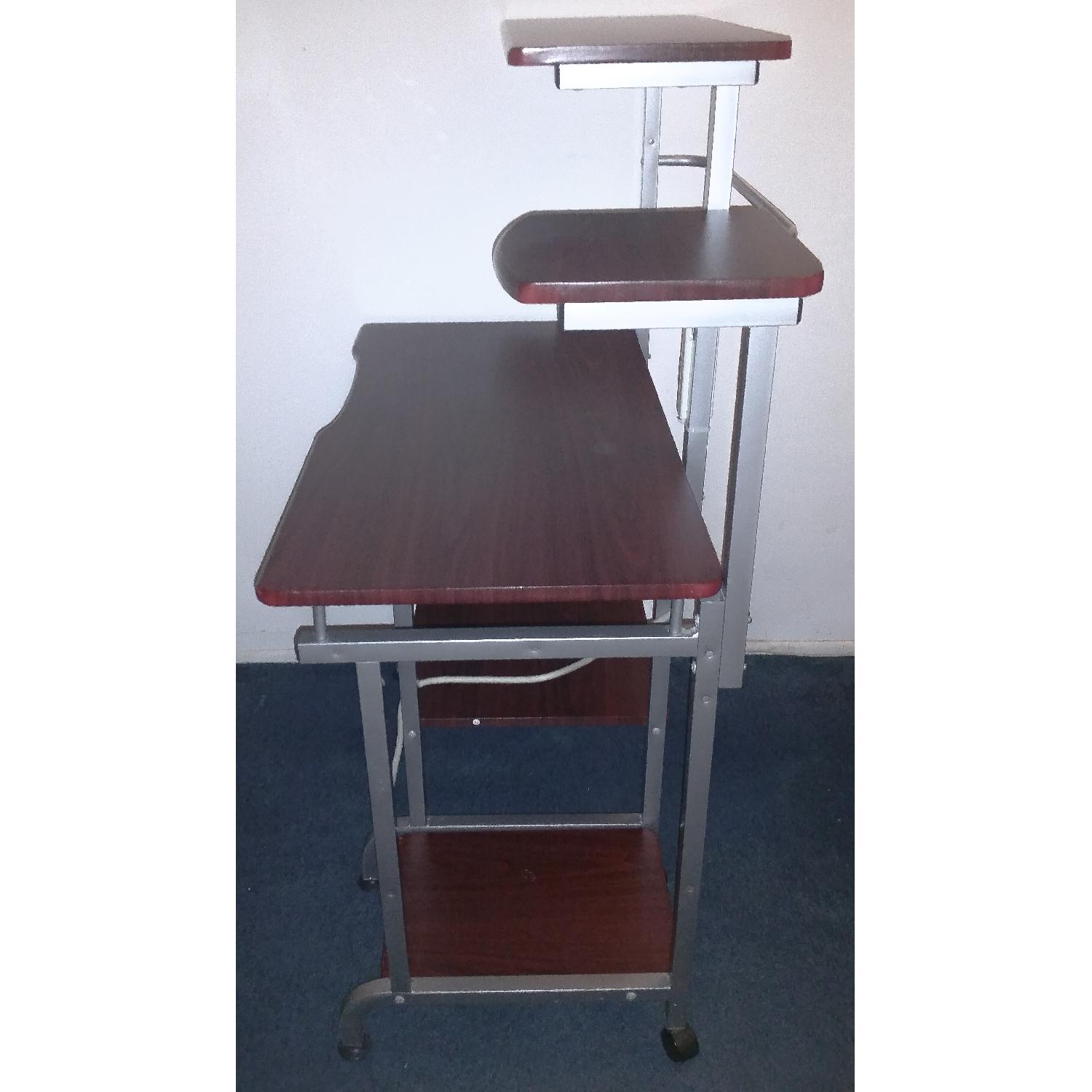 Steel Red Wooden Computer Desk - image-5