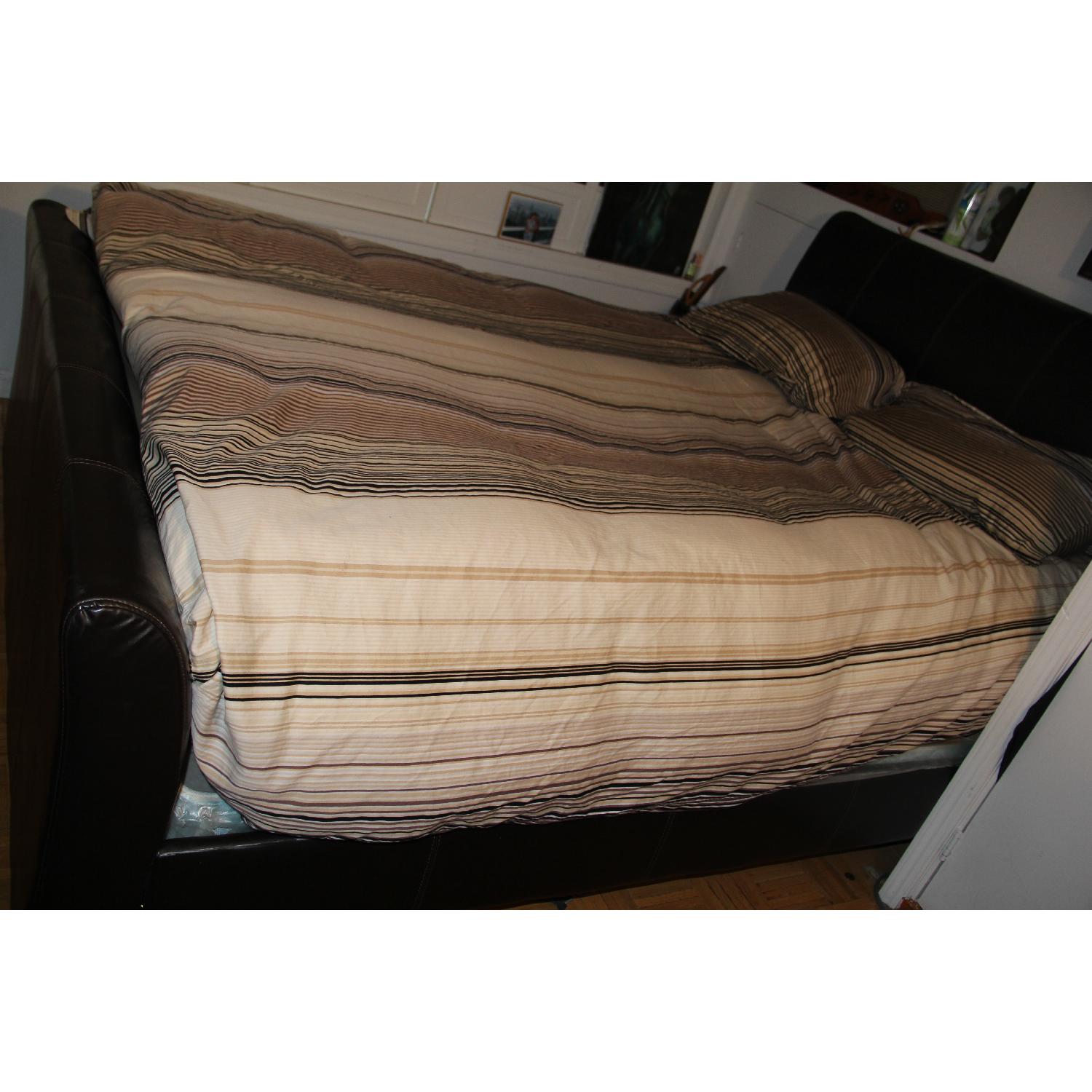 Leather Queen Size Bed Frame + Matching Dresser w/ Mirror - image-6