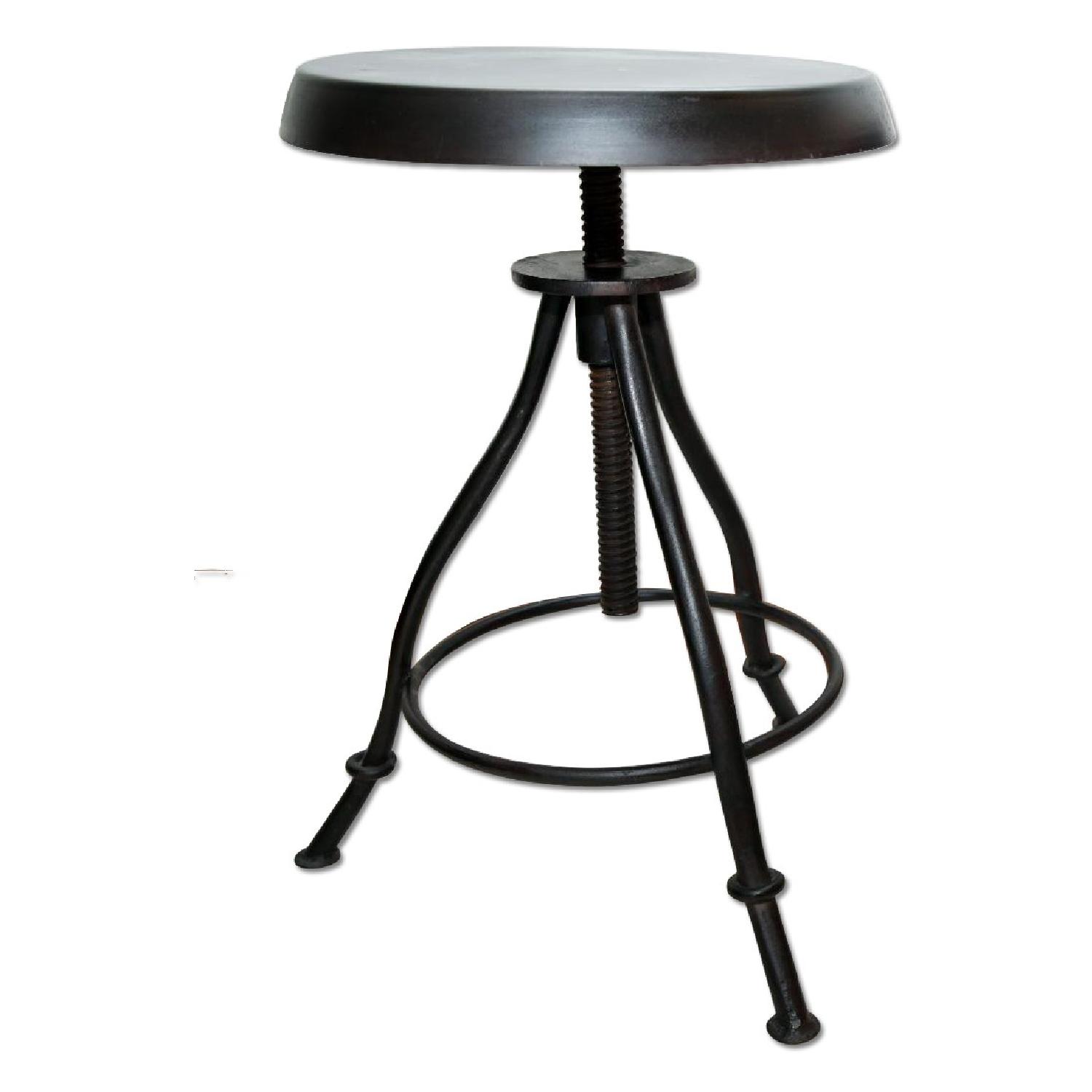 Handmade Black Kitchen Iron Swivel Stools - Set of 2