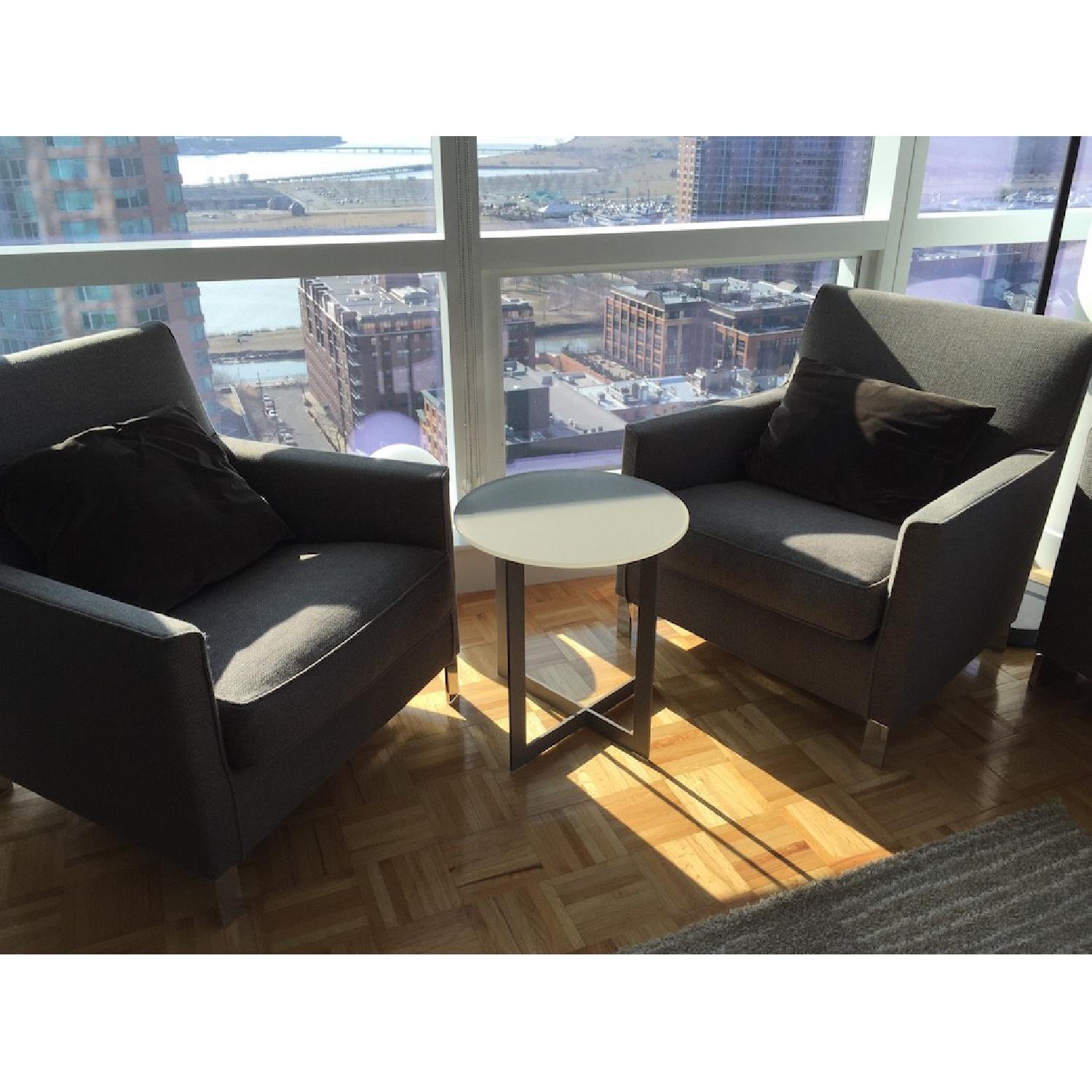 Molteni Italian Grey Fabric Armchairs - image-1
