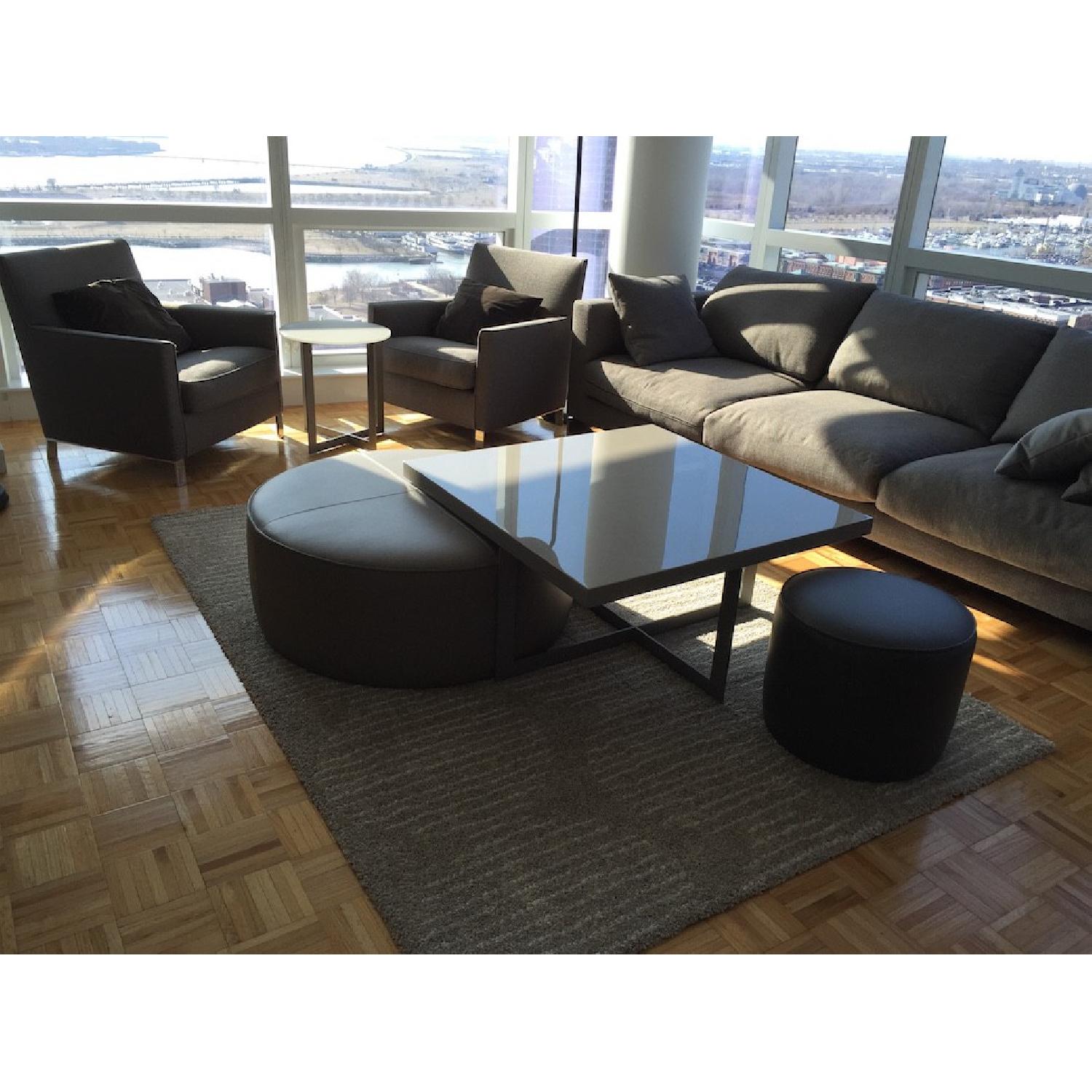 Molteni Italian Grey Fabric Armchairs - image-3