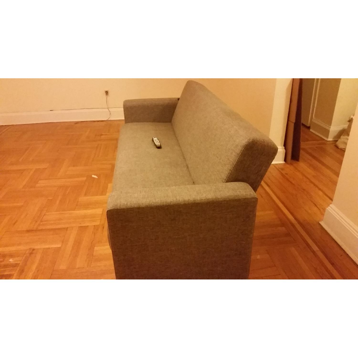 Istikbal Grey Convertible Sofa + Pouf - image-3