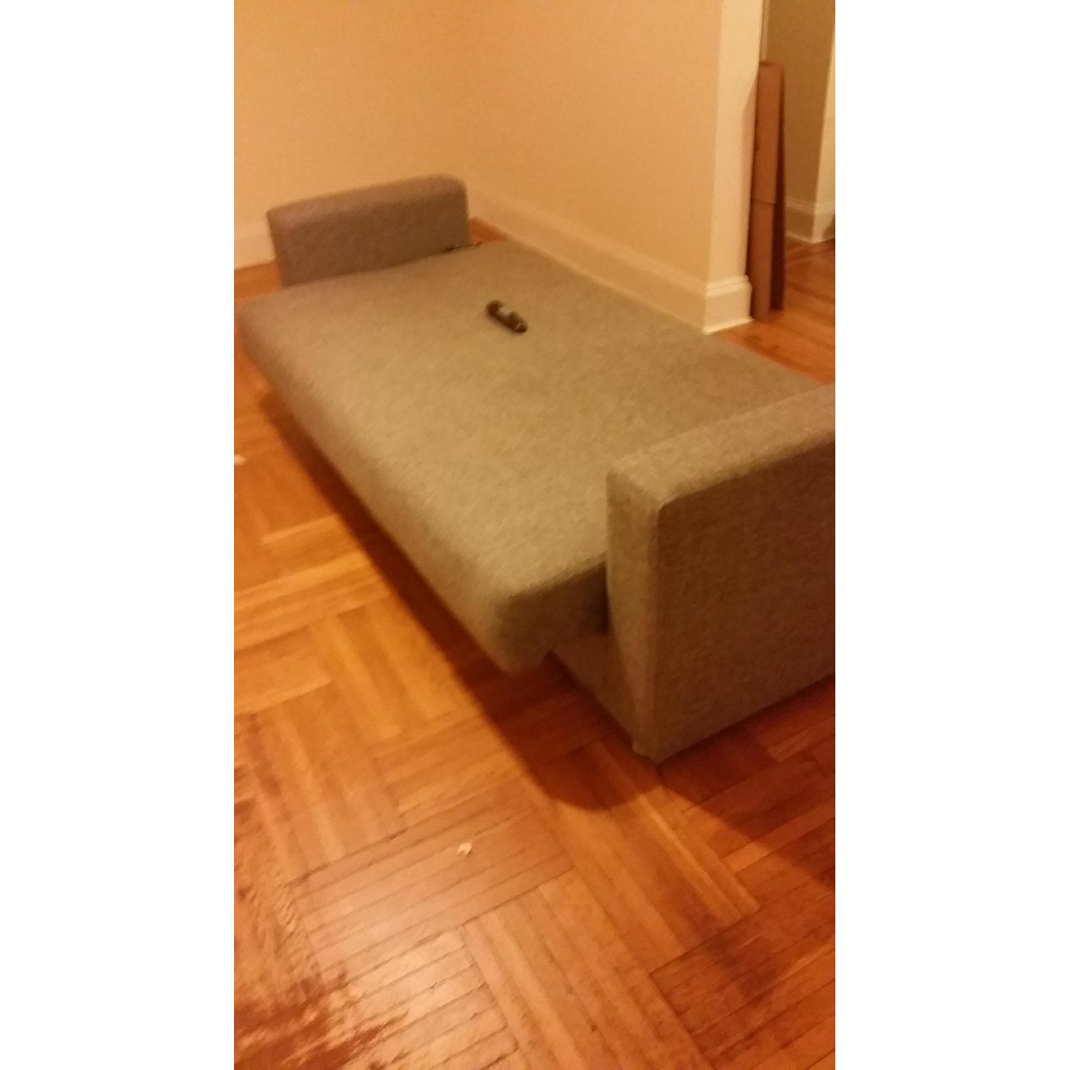 Istikbal Grey Convertible Sofa + Pouf - image-4