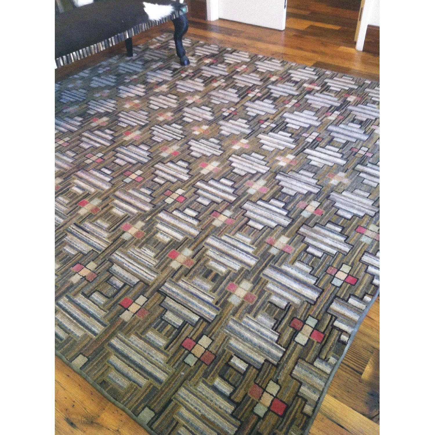 Folk Antique Hooked Rug - image-1