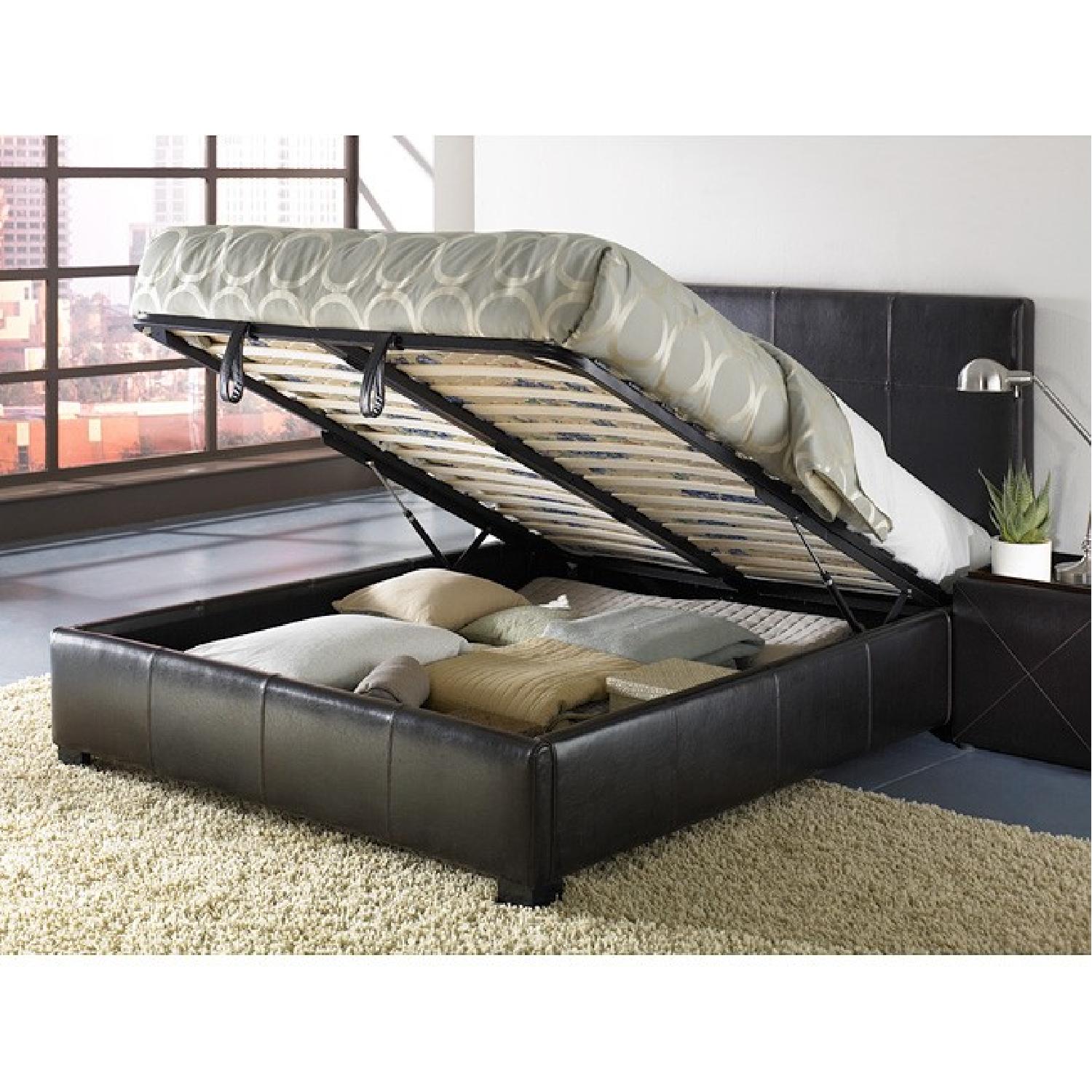 Leather Queen Size Lift Storage Bed