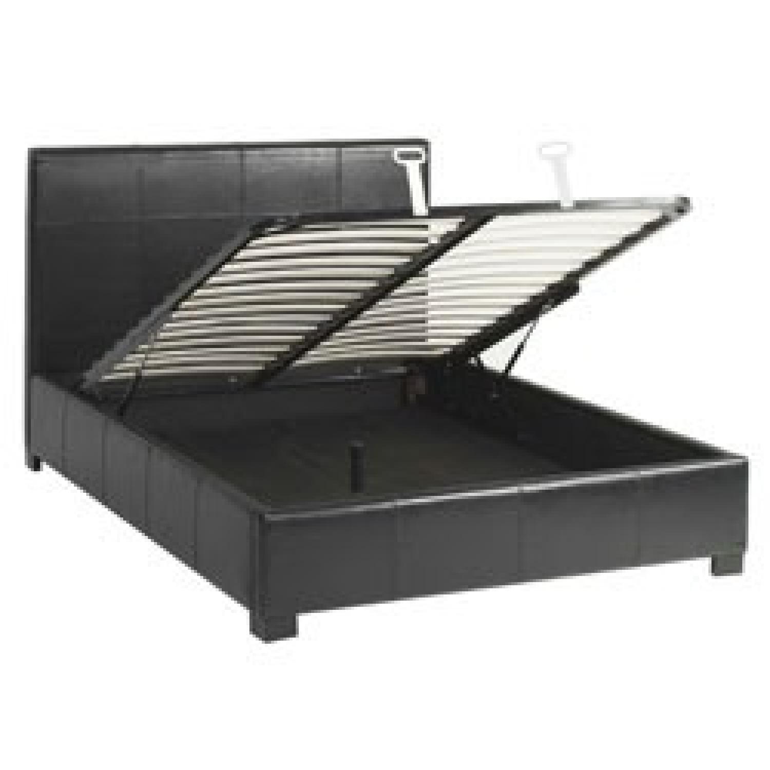 Leather Queen Size Lift Storage Bed - image-0