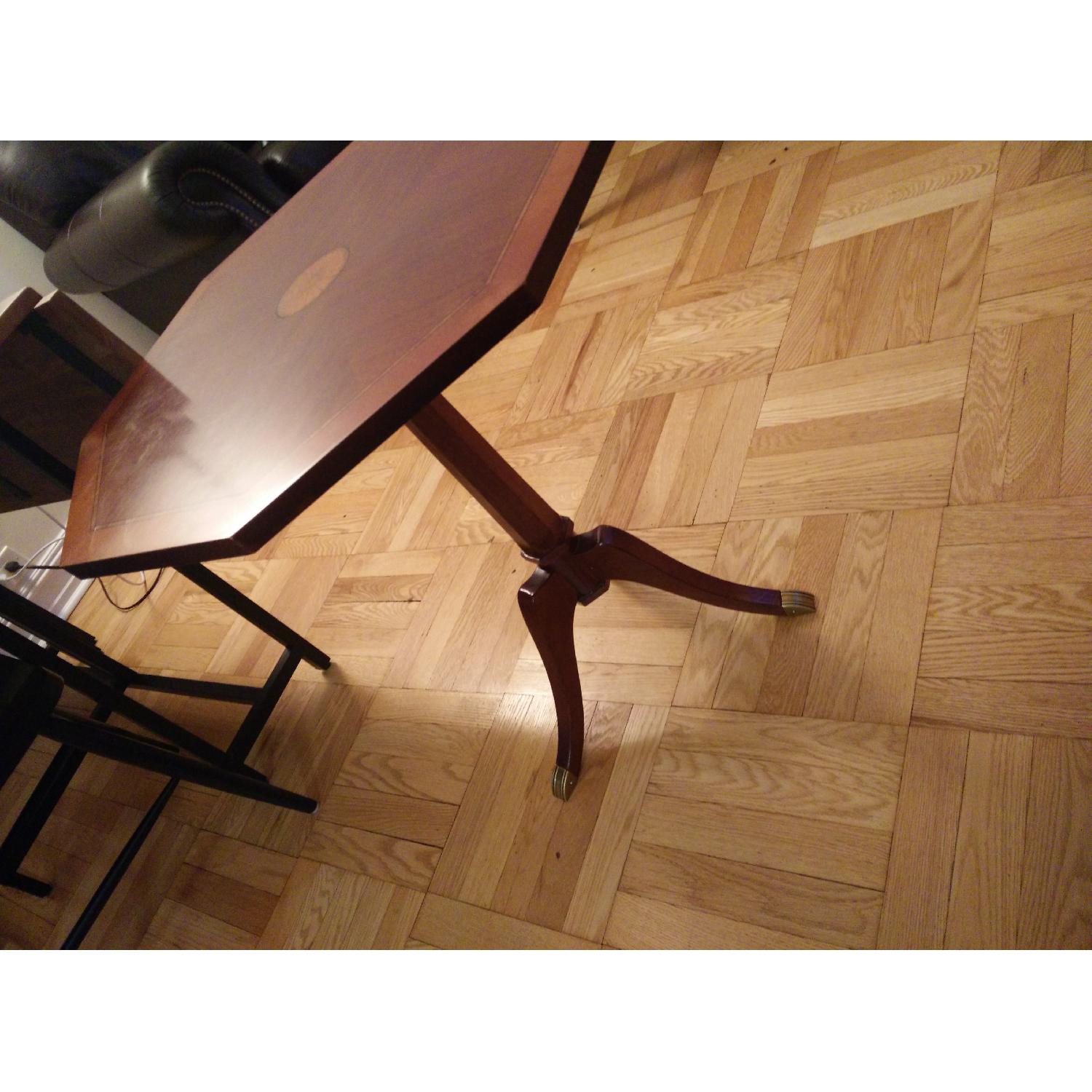 1950's Solid Oak Side Table with Inlays - image-2