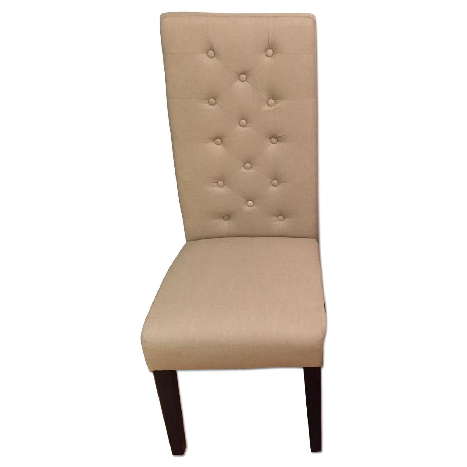 High Back Tufted Chairs in Beige/Creme - Pair - image-0