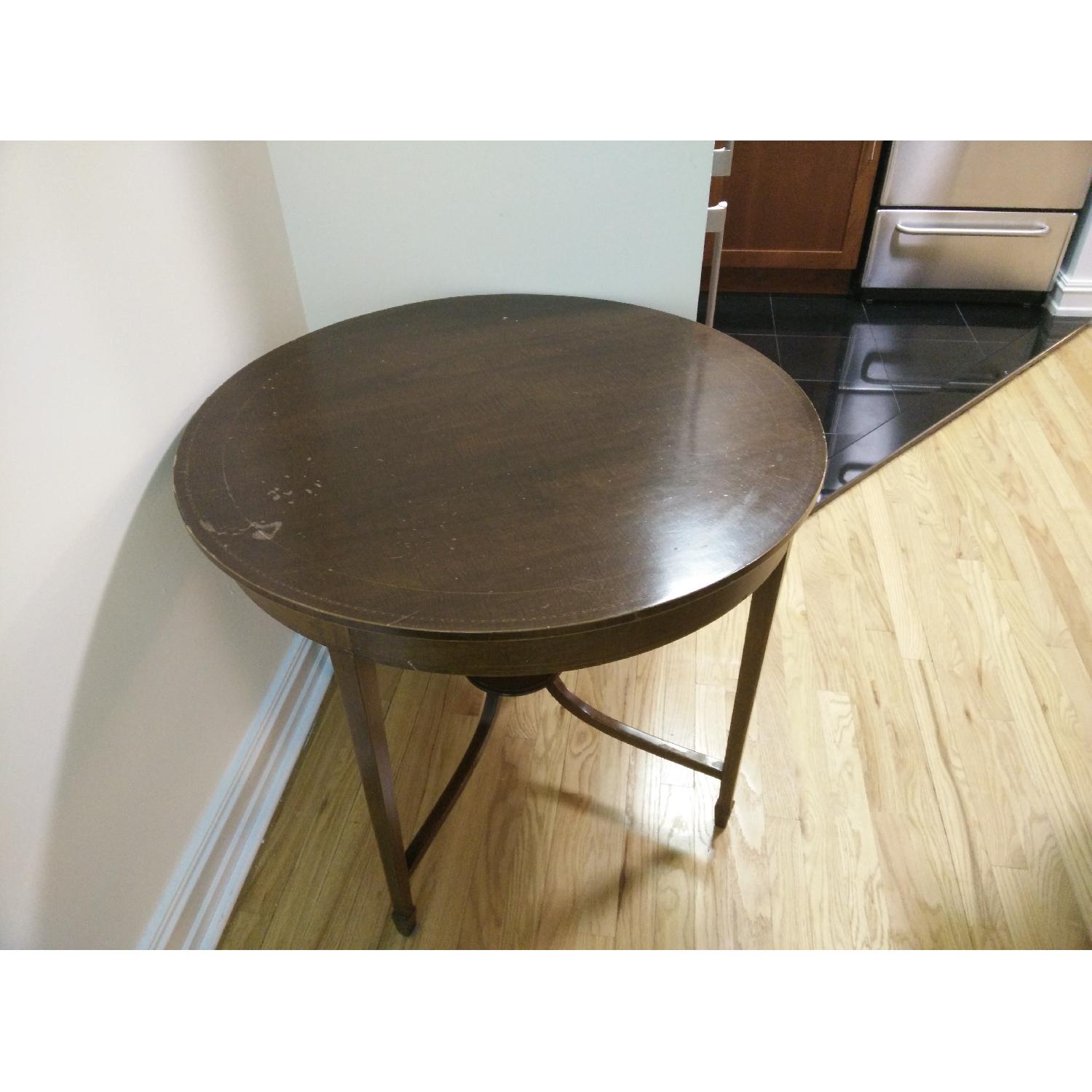 1950's Large Solid Dark Wood Side Table - image-1