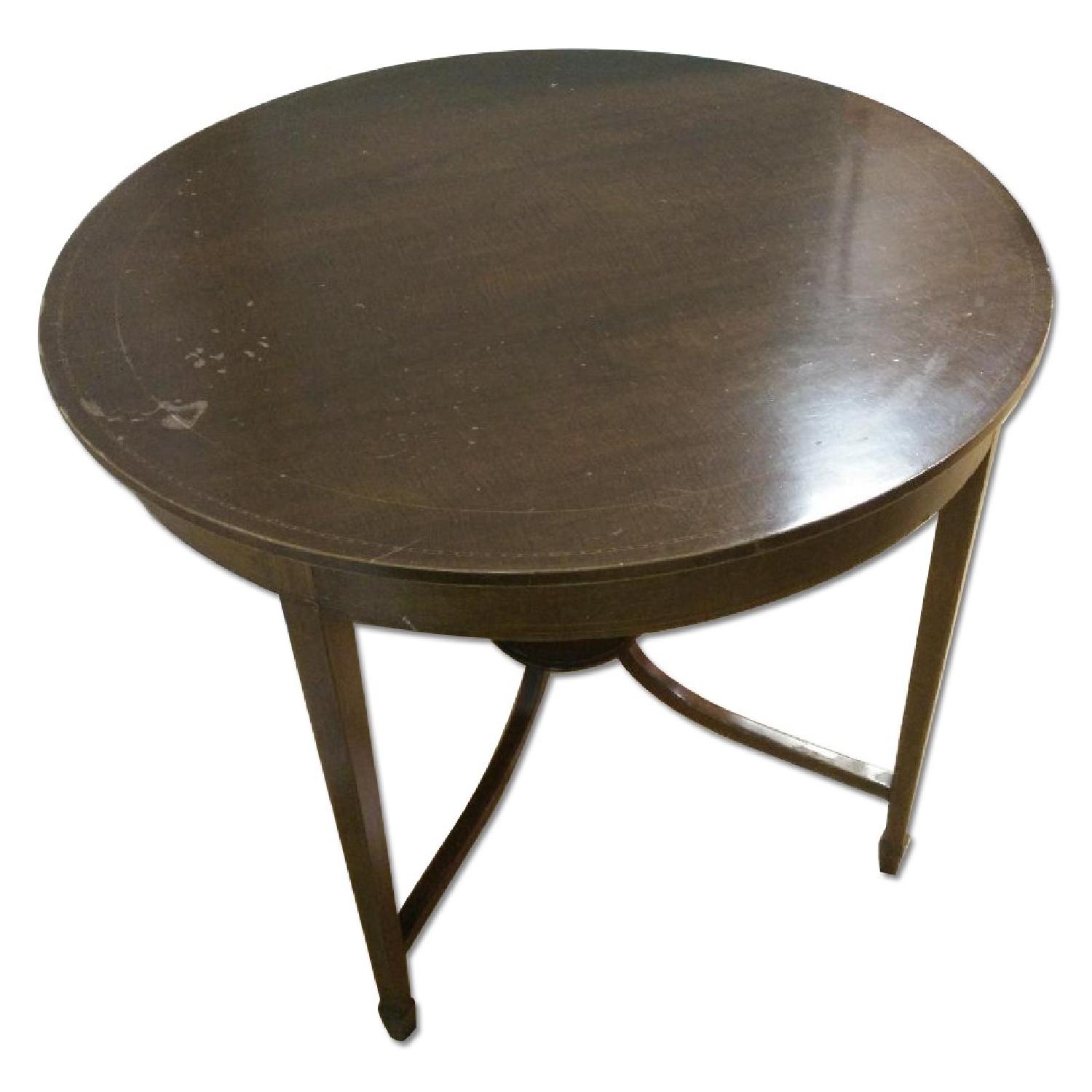 1950's Large Solid Dark Wood Side Table AptDeco