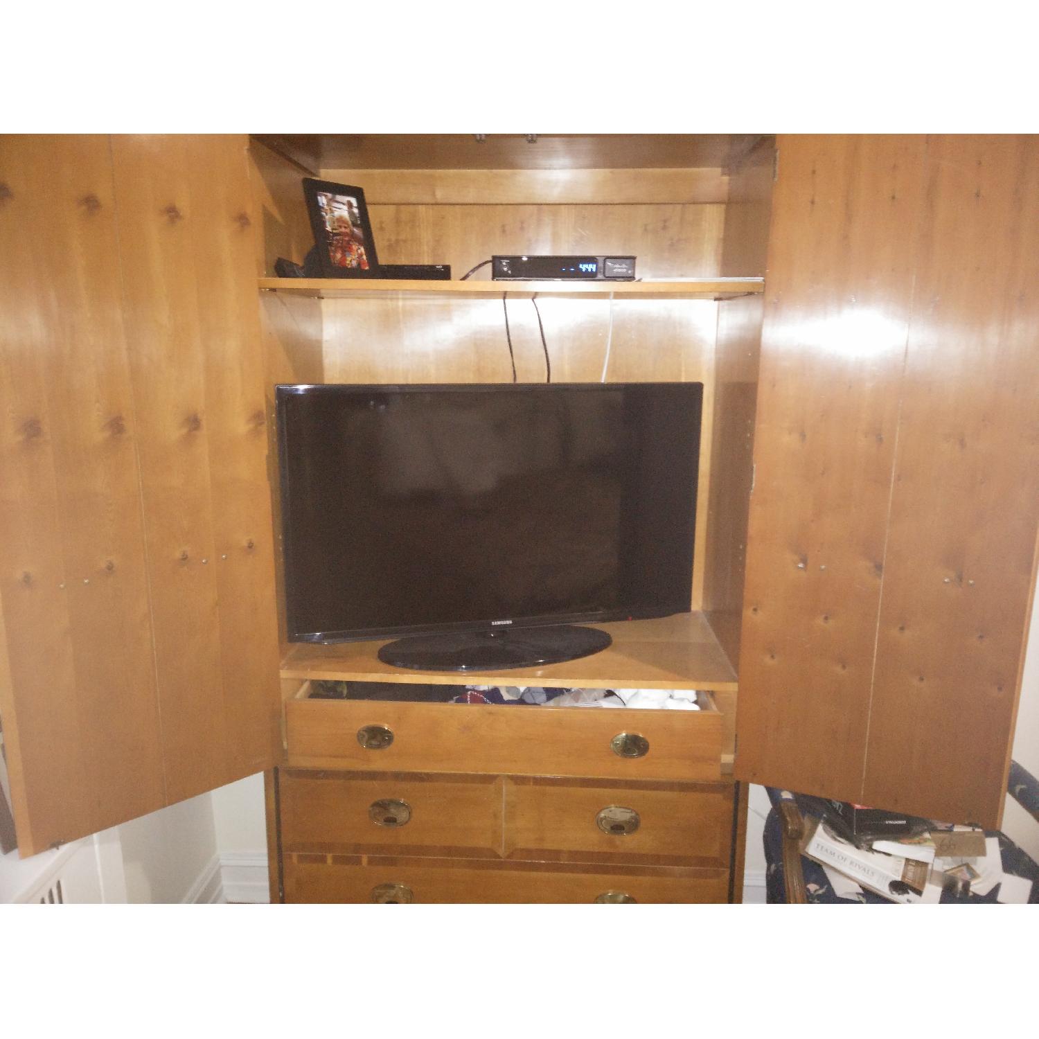 Majestic 1950's Solid Oak Armoire w/ Brass Hardware - image-2