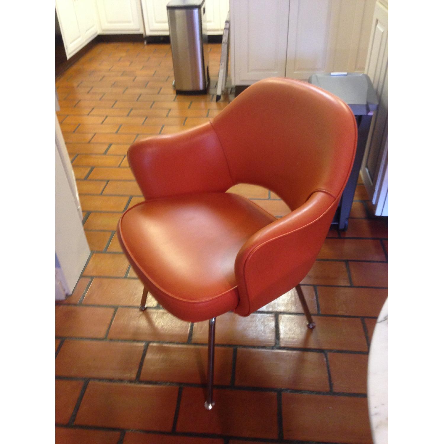 Orange Leather Mid Century Chairs - Set of 4 - image-2