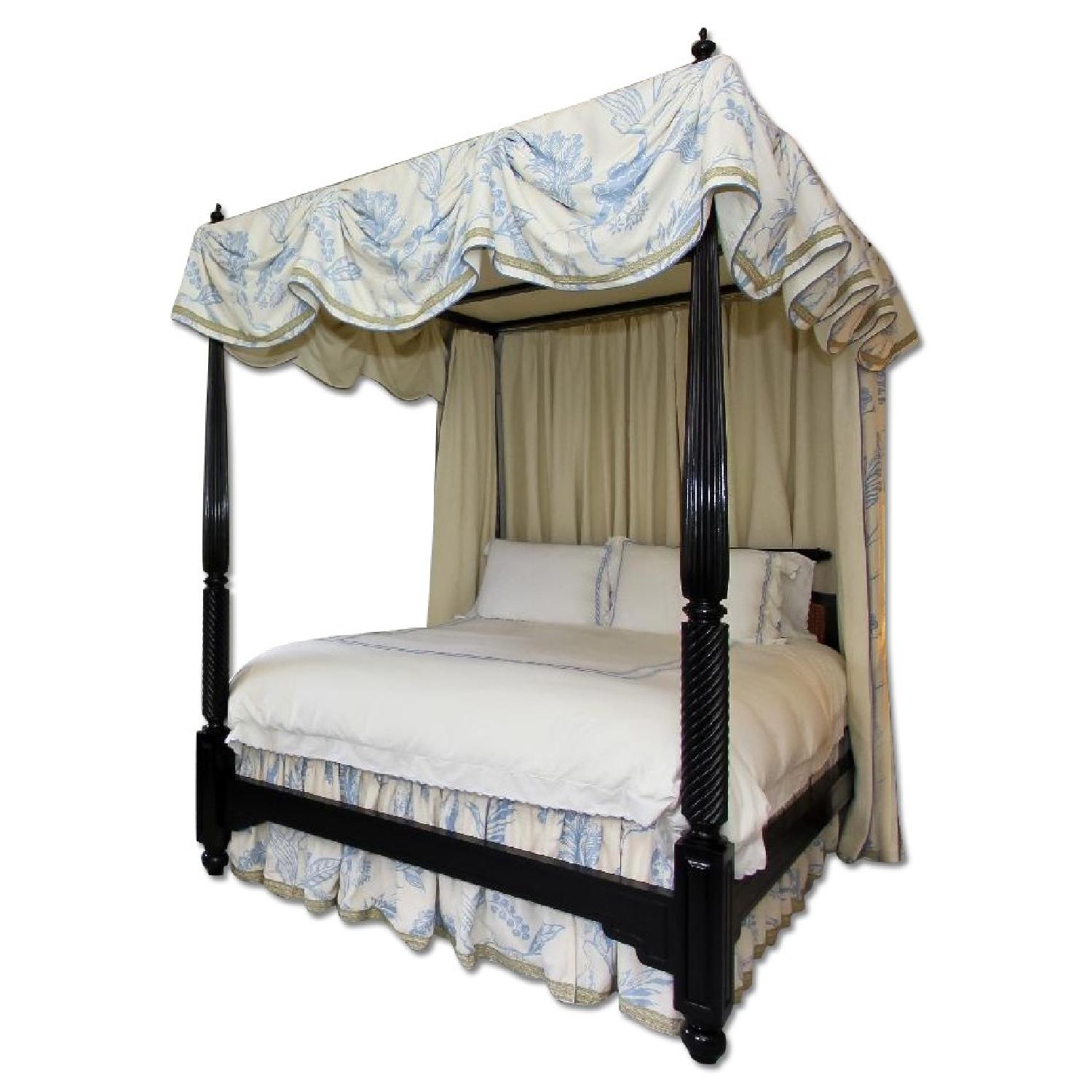 Dark Wood Four Poster Custom Canopy Queen Size Bed - Thumbnail 2