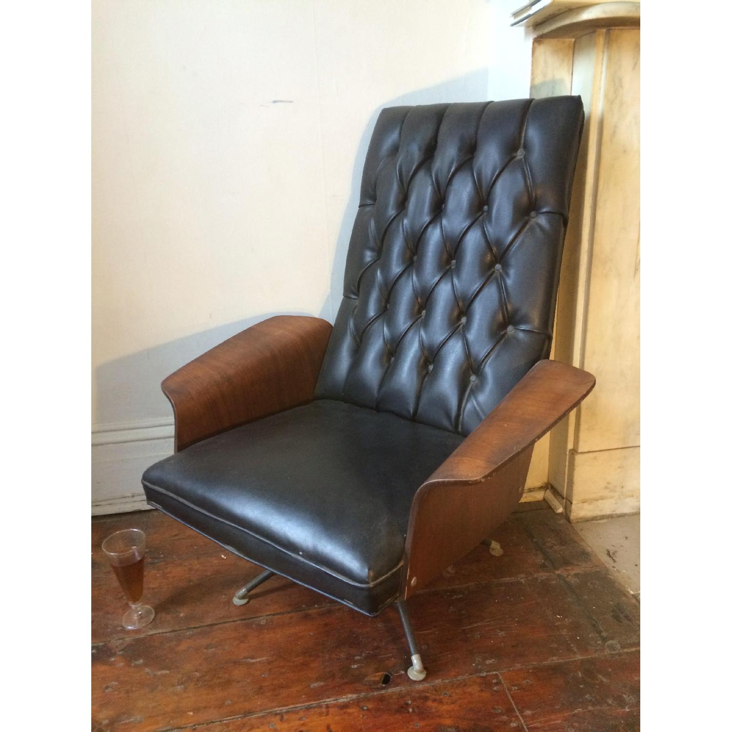 Mid-Century Black Leather Arm Chair - image-2
